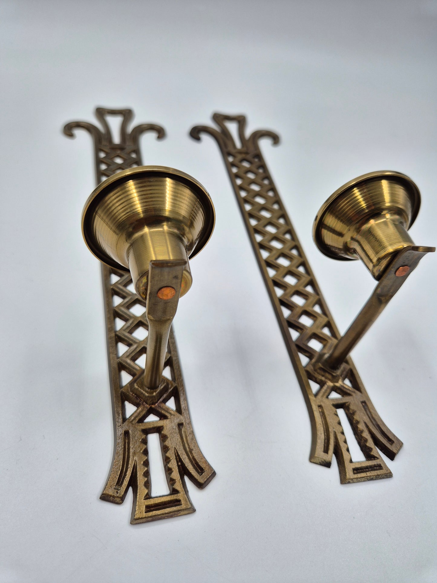 Pair of Vintage Brass Wall Candle Sconces