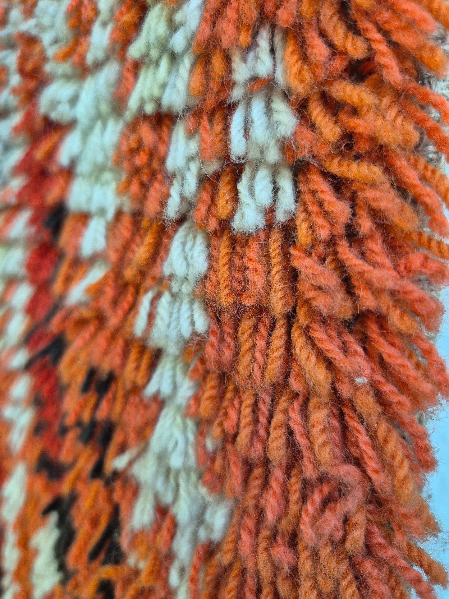 Vintage Finnish Wall Rya Rug 114 x 180 cm – Orange & Burgundy
