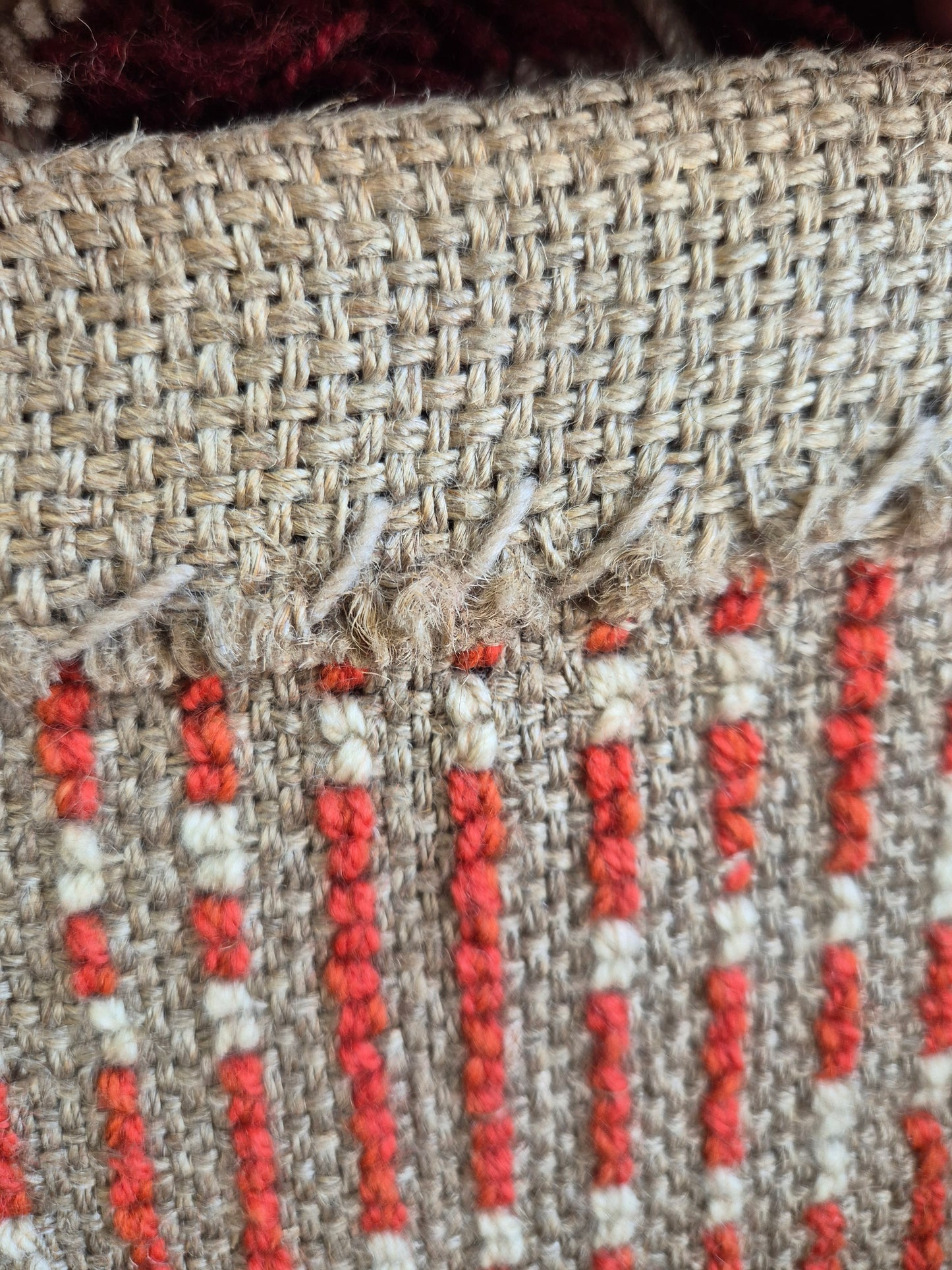 Vintage Finnish Wall Rya Rug 114 x 180 cm – Orange & Burgundy