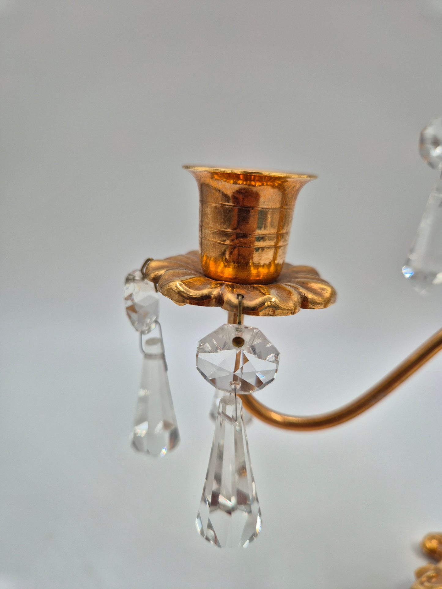 Vintage Turun Kristalli Crystal Candle Holder – Gold Candelabra 24,5 x 25,5 cm