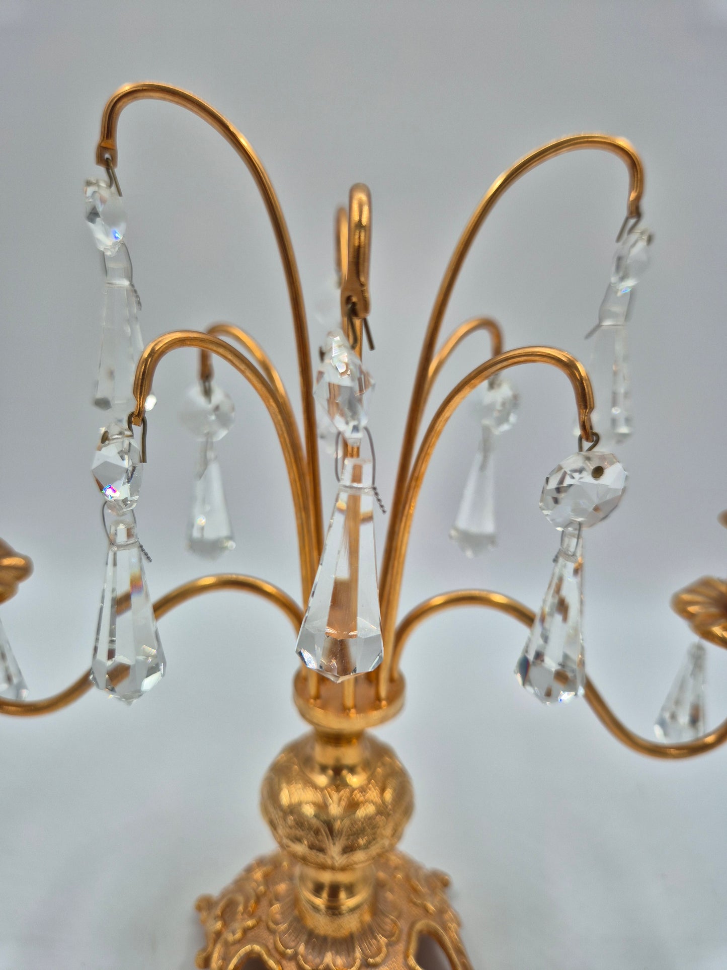 Vintage Turun Kristalli Crystal Candle Holder – Gold Candelabra 24,5 x 25,5 cm