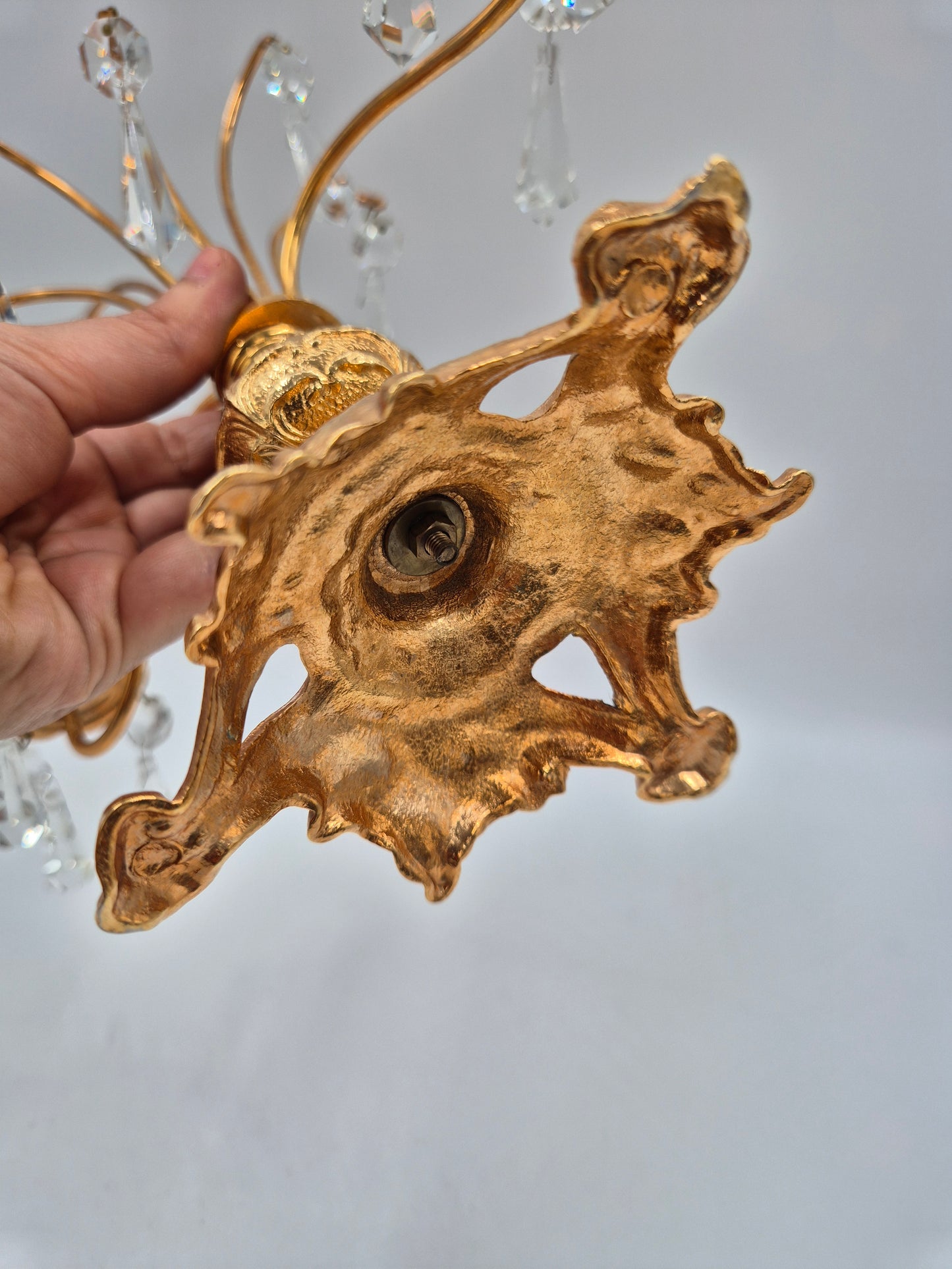 Vintage Turun Kristalli Crystal Candle Holder – Gold Candelabra 24,5 x 25,5 cm