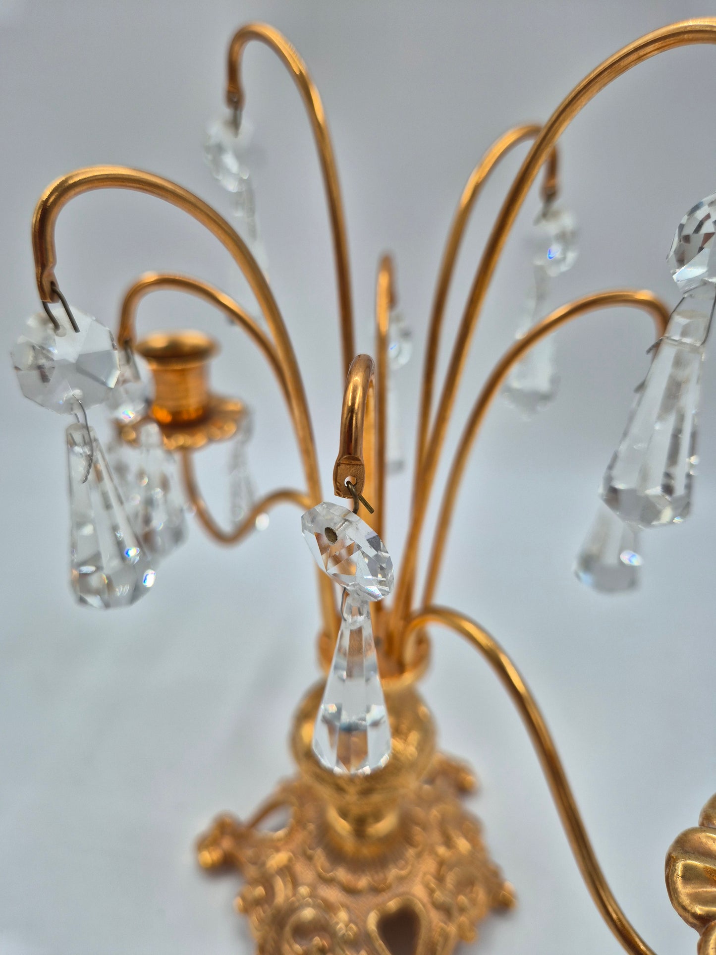Vintage Turun Kristalli Crystal Candle Holder – Gold Candelabra 24,5 x 25,5 cm