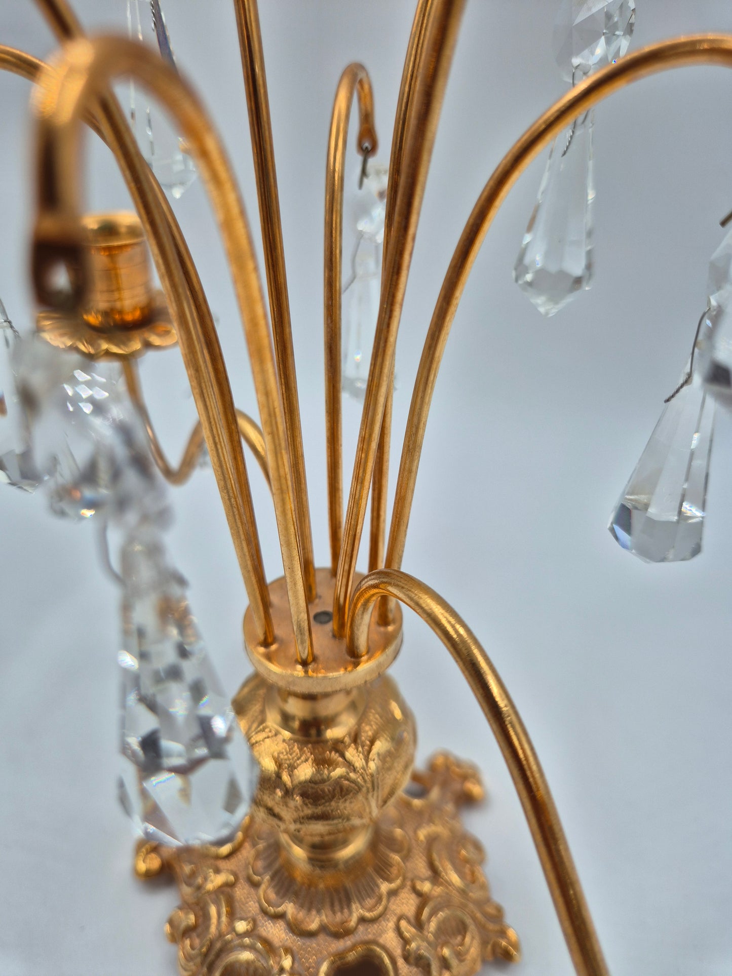 Vintage Turun Kristalli Crystal Candle Holder – Gold Candelabra 24,5 x 25,5 cm