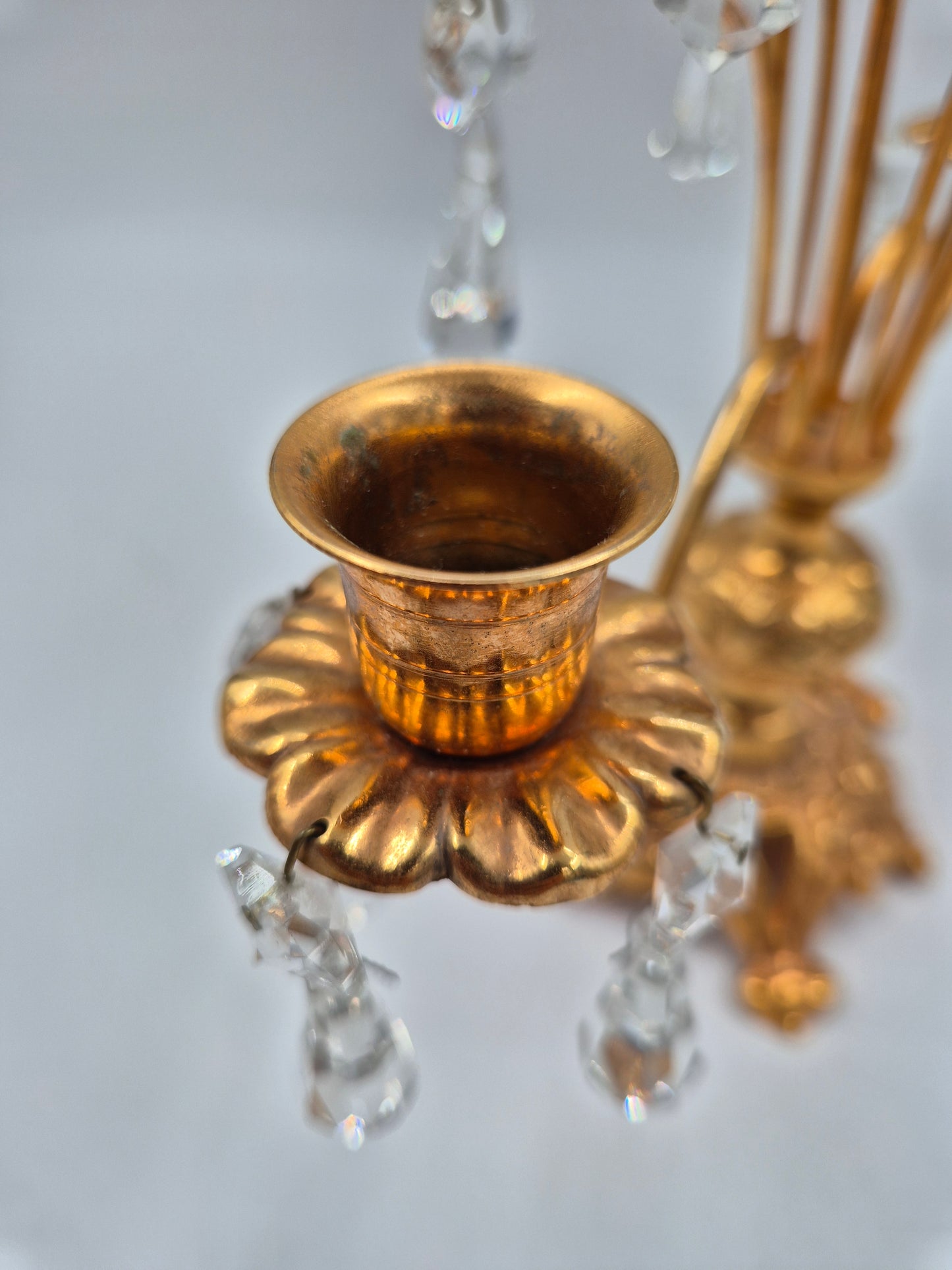 Vintage Turun Kristalli Crystal Candle Holder – Gold Candelabra 24,5 x 25,5 cm