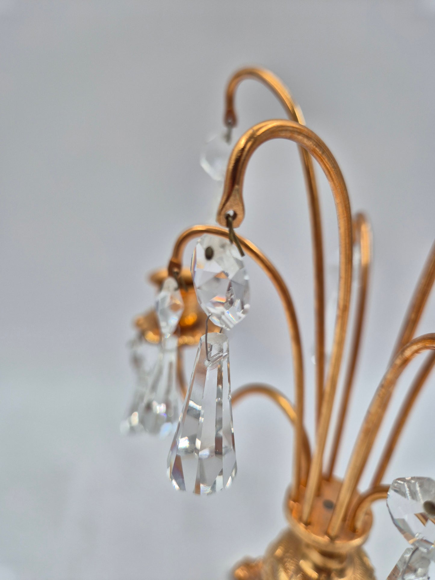 Vintage Turun Kristalli Crystal Candle Holder – Gold Candelabra 24,5 x 25,5 cm