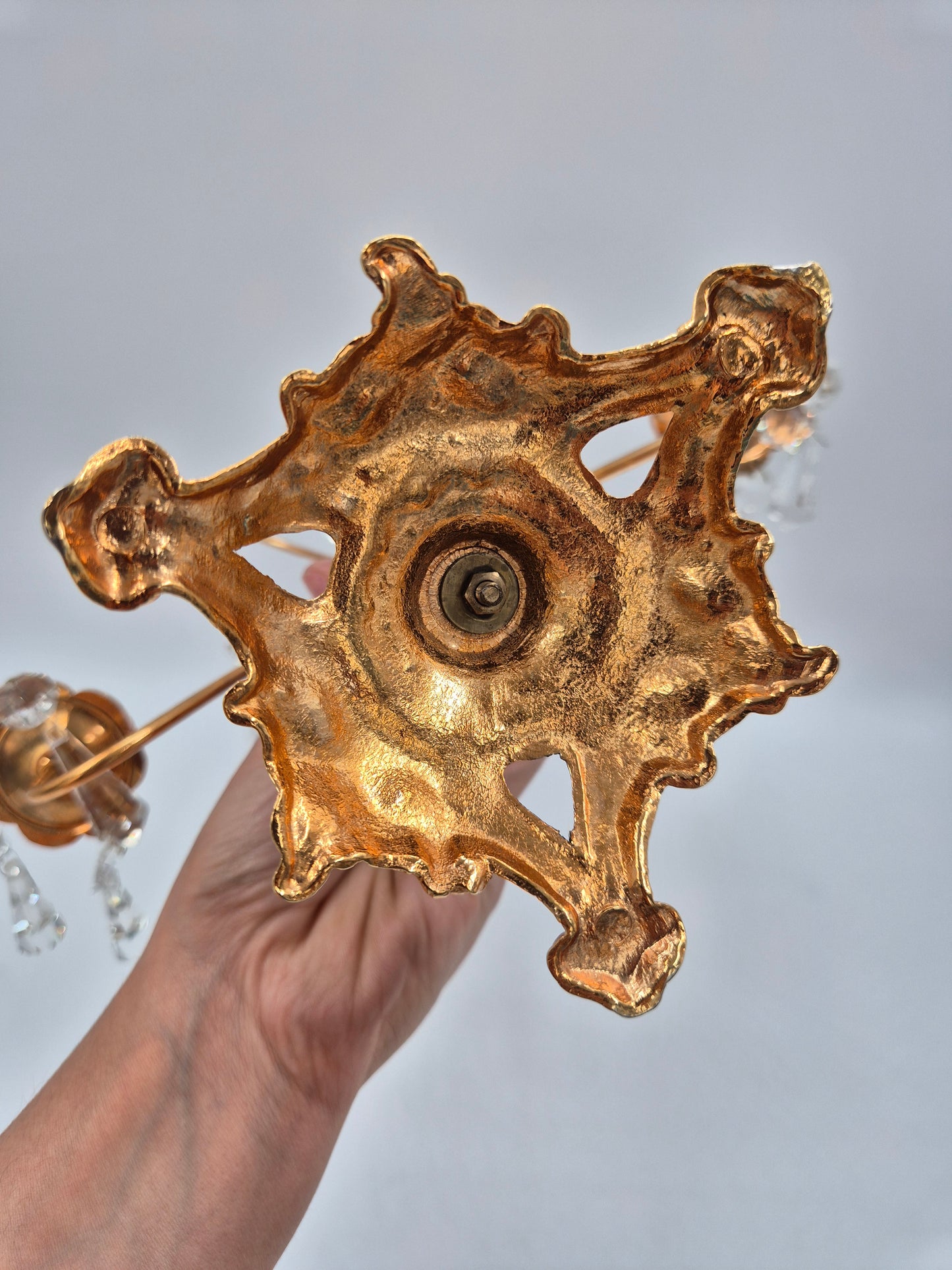 Vintage Turun Kristalli Crystal Candle Holder – Gold Candelabra 24,5 x 25,5 cm