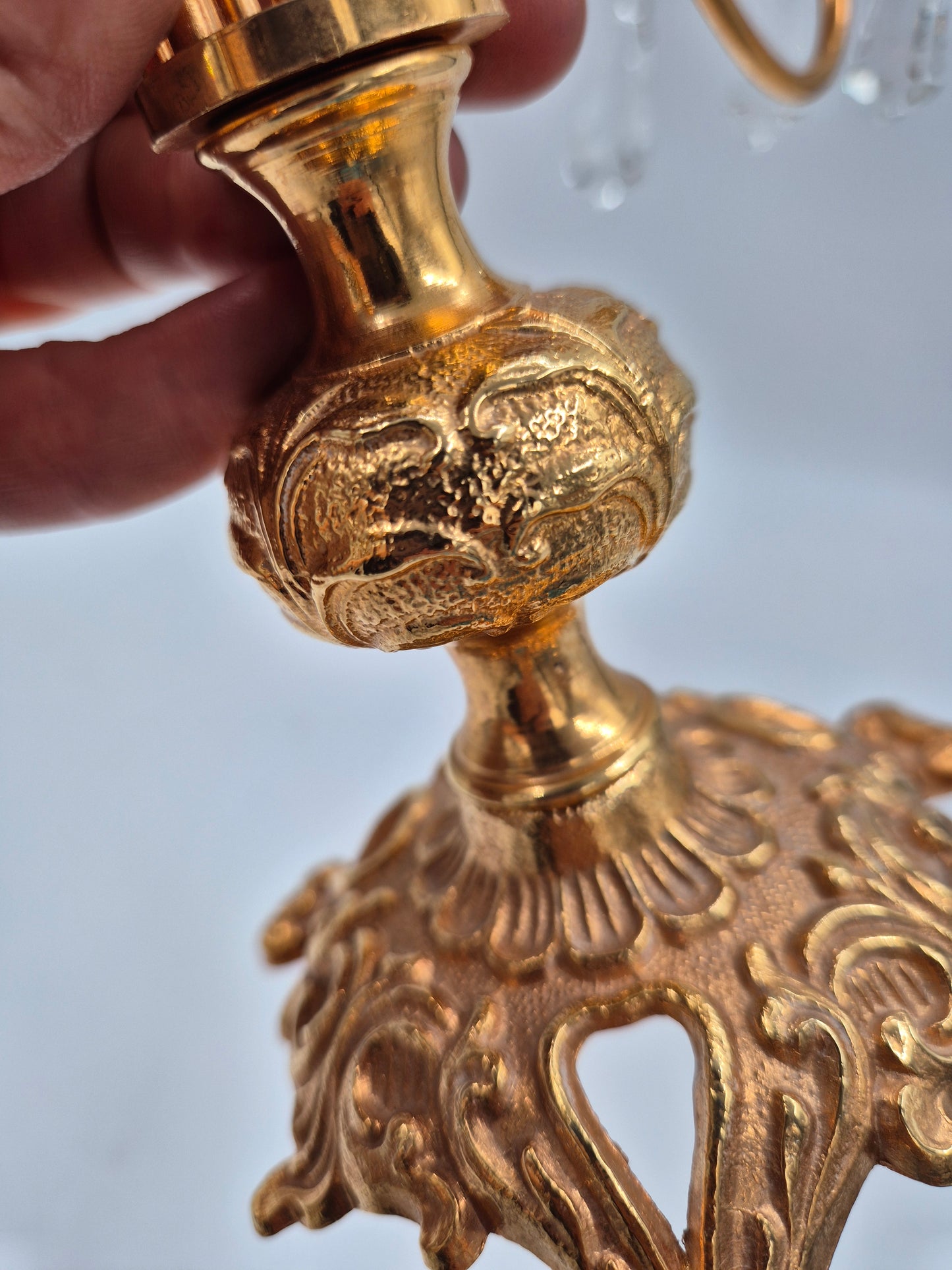 Vintage Turun Kristalli Crystal Candle Holder – Gold Candelabra 24,5 x 25,5 cm