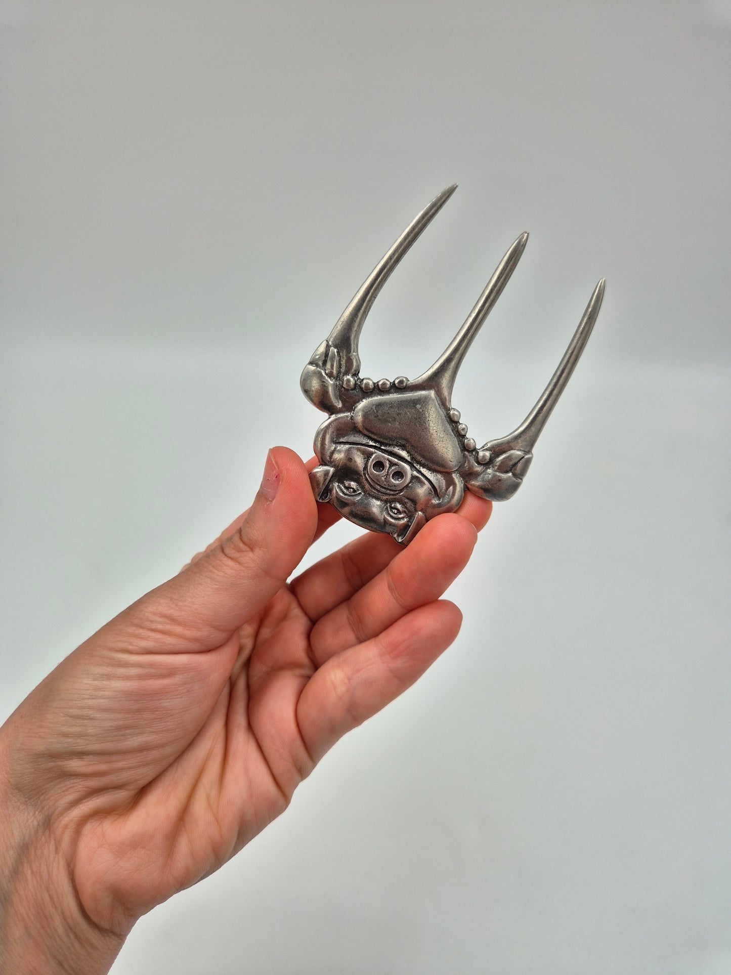 Vintage Pig Ham Fork – Silver Tone Scandinavian Serving Fork