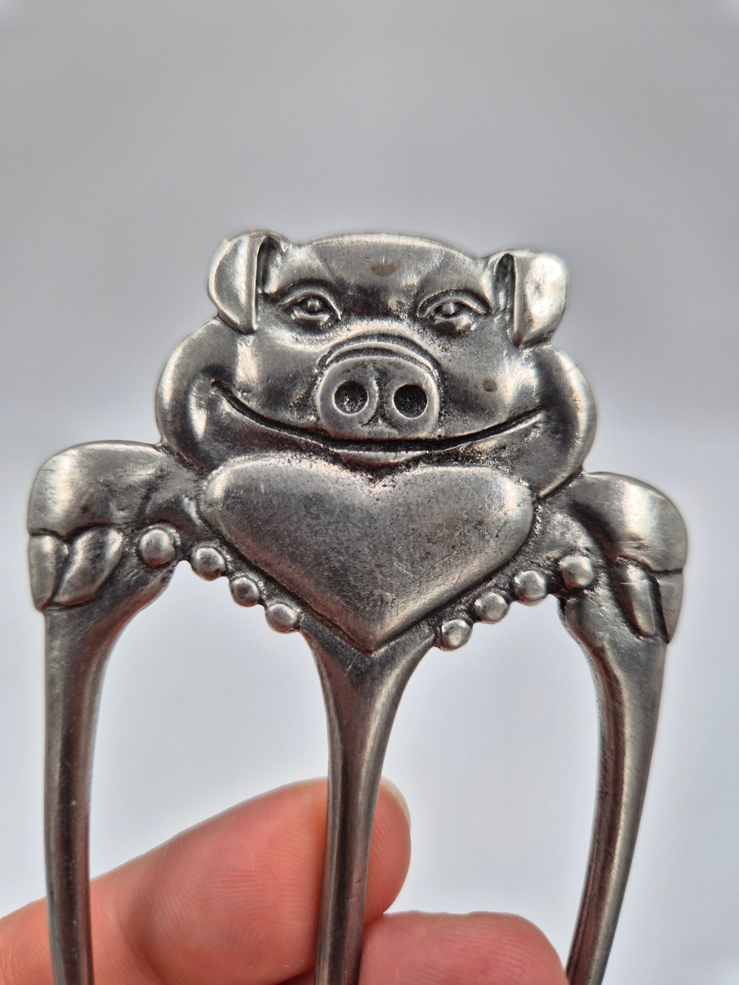 Vintage Pig Ham Fork – Silver Tone Scandinavian Serving Fork