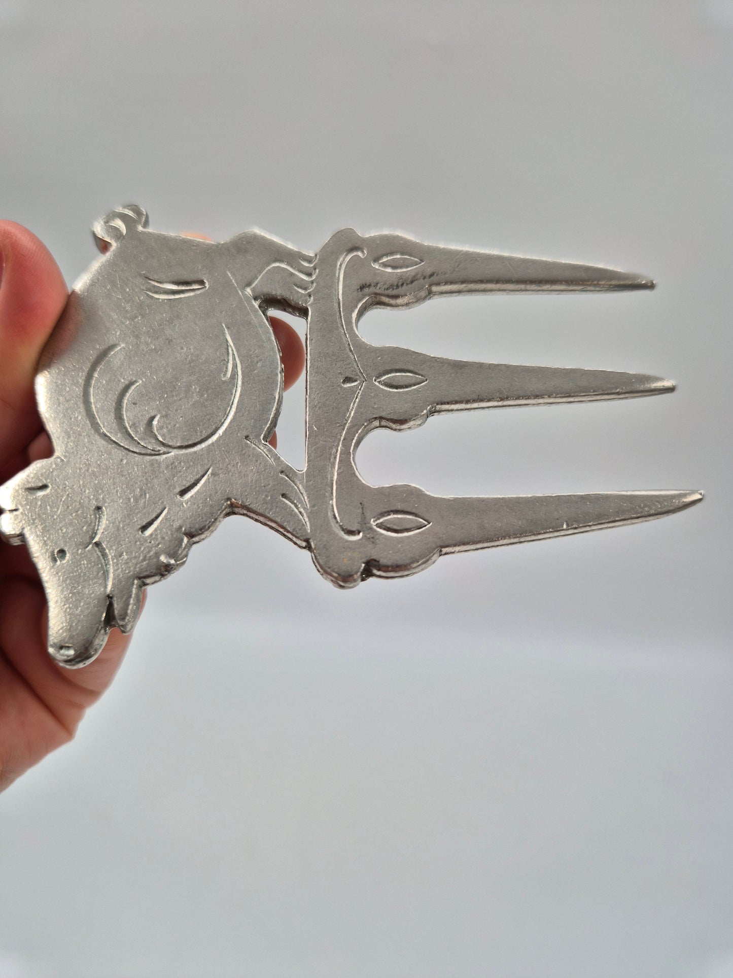 Vintage Swedish Pewter Ham Fork – Pig Design Serving Fork