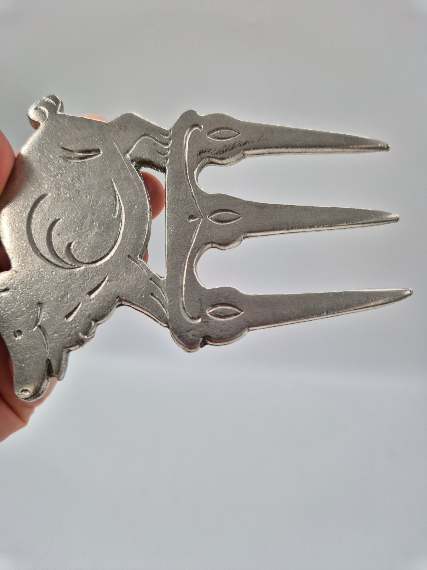 Vintage Swedish Pewter Ham Fork – Pig Design Serving Fork