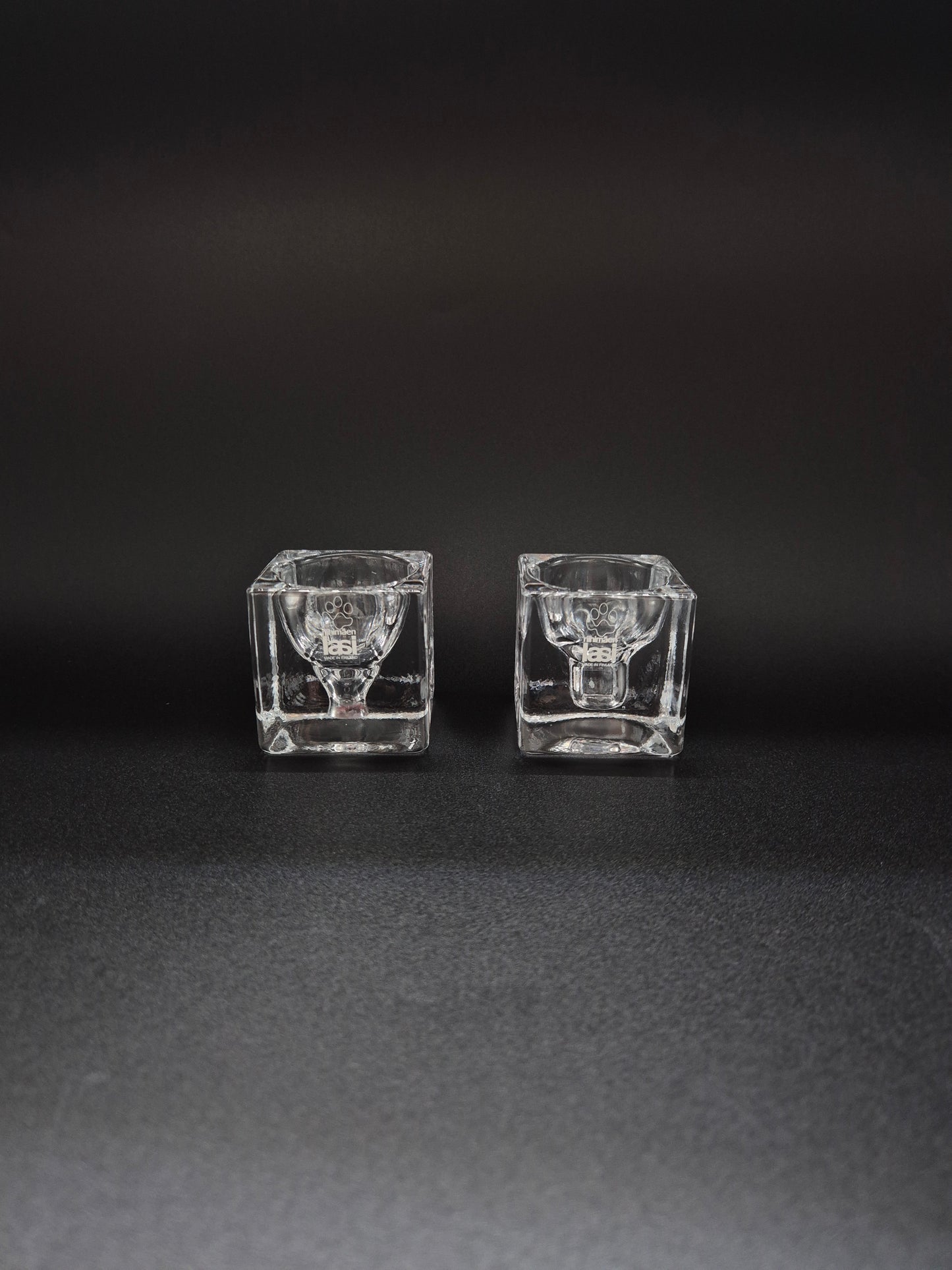 Set of Two Riihimäen Lasi Hokkuspokkus Candlestick by Nanny Still