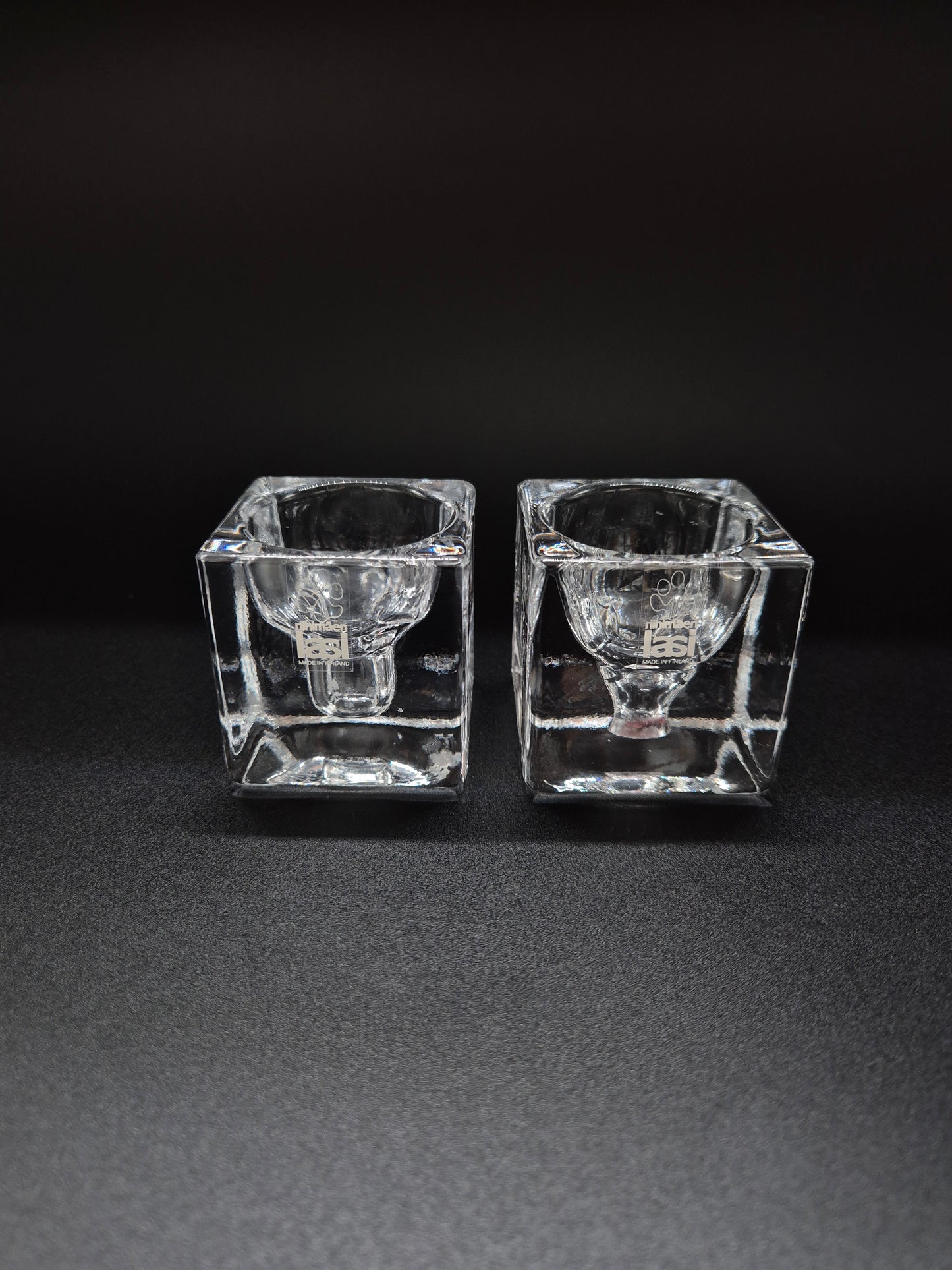Set of Two Riihimäen Lasi Hokkuspokkus Candlestick by Nanny Still