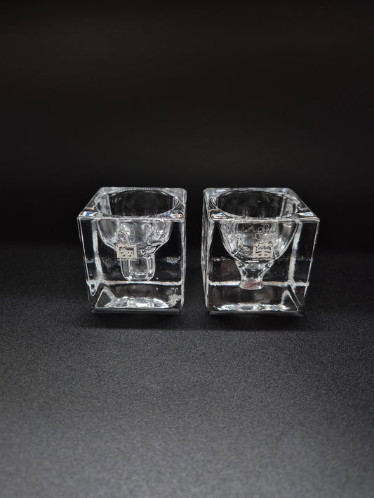 Set of Two Riihimäen Lasi Hokkuspokkus Candlestick by Nanny Still