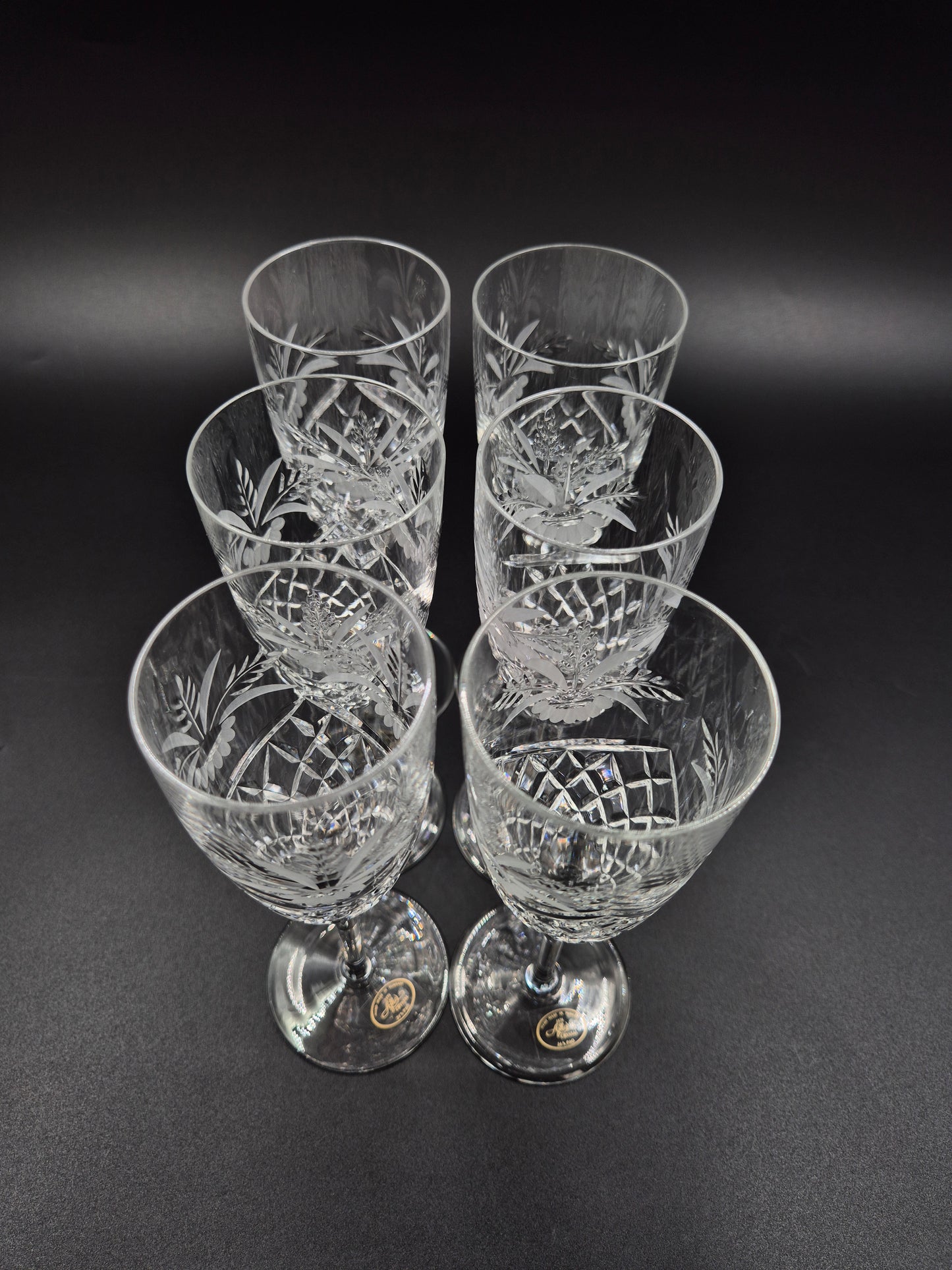 Set of 6 Ajka Crystal Champagne Glasses | Vintage Hungarian Cut Crystal Glassware