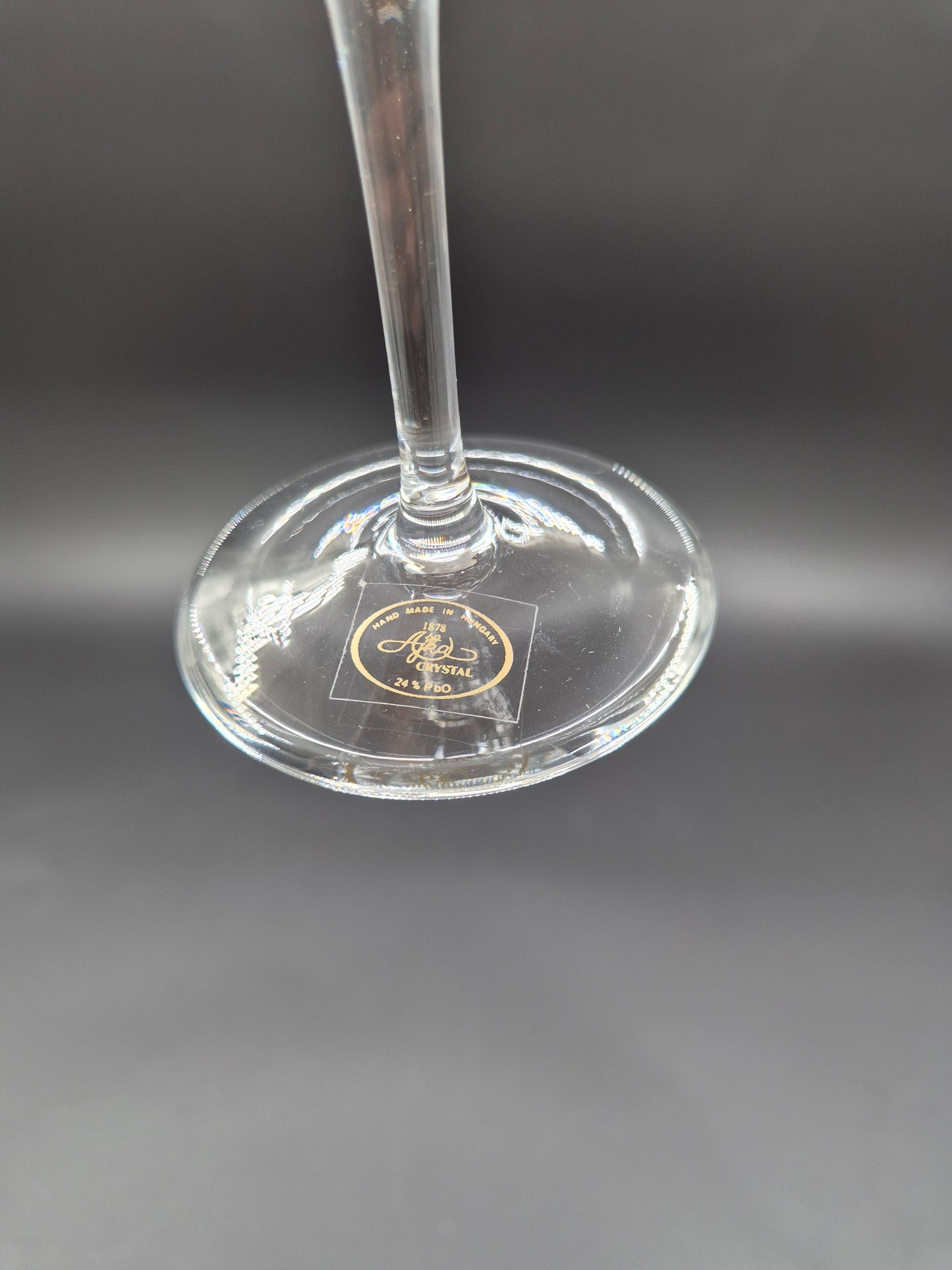 Set of 6 Ajka Crystal Champagne Glasses | Vintage Hungarian Cut Crystal Glassware