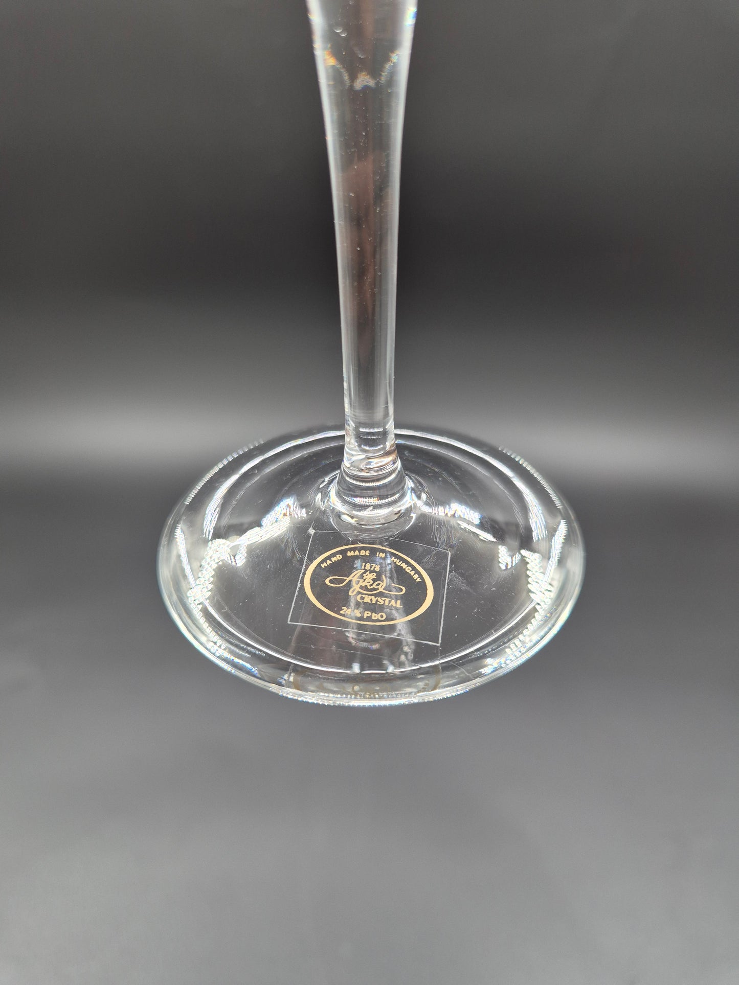Set of 6 Ajka Crystal Champagne Glasses | Vintage Hungarian Cut Crystal Glassware