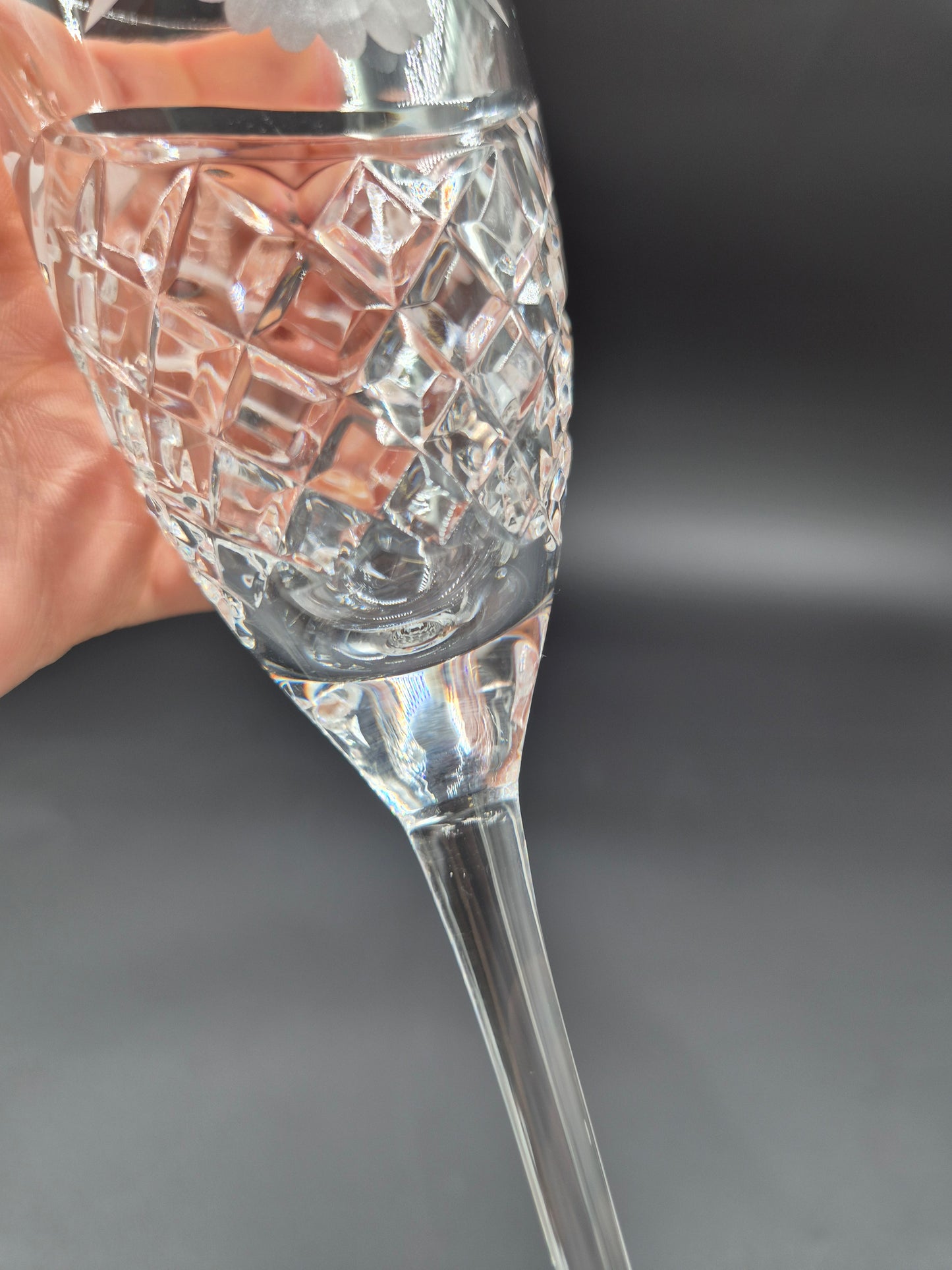 Set of 6 Ajka Crystal Champagne Glasses | Vintage Hungarian Cut Crystal Glassware