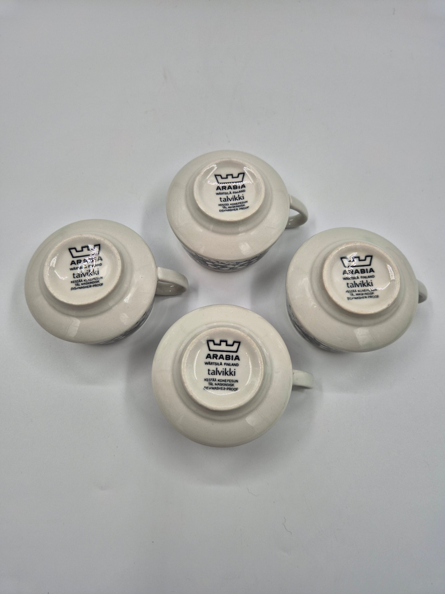Set of 4 vintage Arabia Finland Talvikki Espresso Cup & Saucer – Finnish Floral Ceramic
