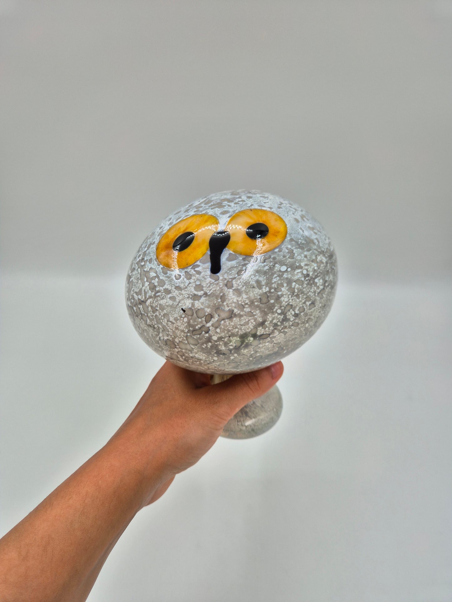 Oiva Toikka Helmipöllö Owl, Signed Art Glass Bird, Nuutajärvi Finland