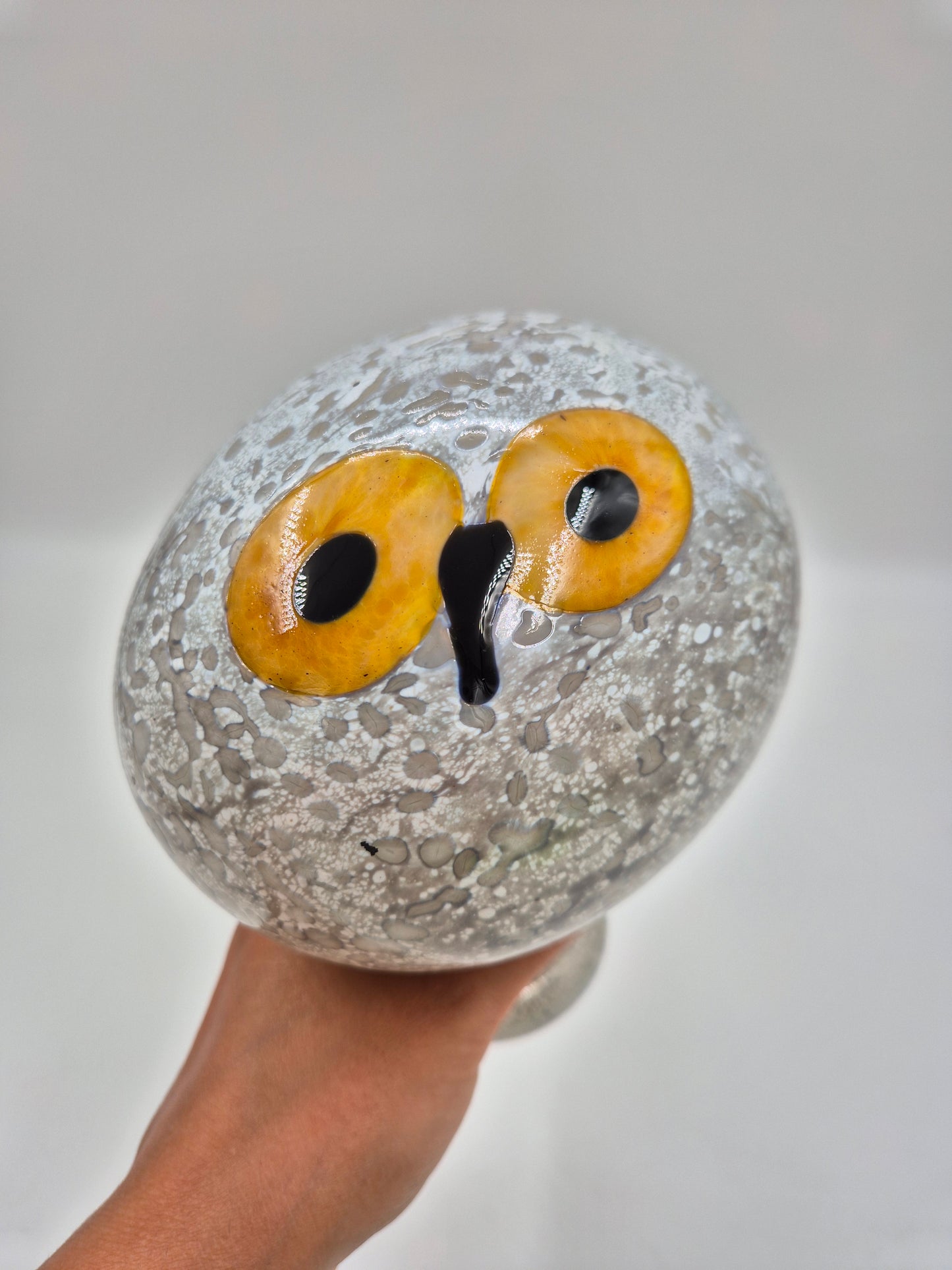 Oiva Toikka Helmipöllö Owl, Signed Art Glass Bird, Nuutajärvi Finland