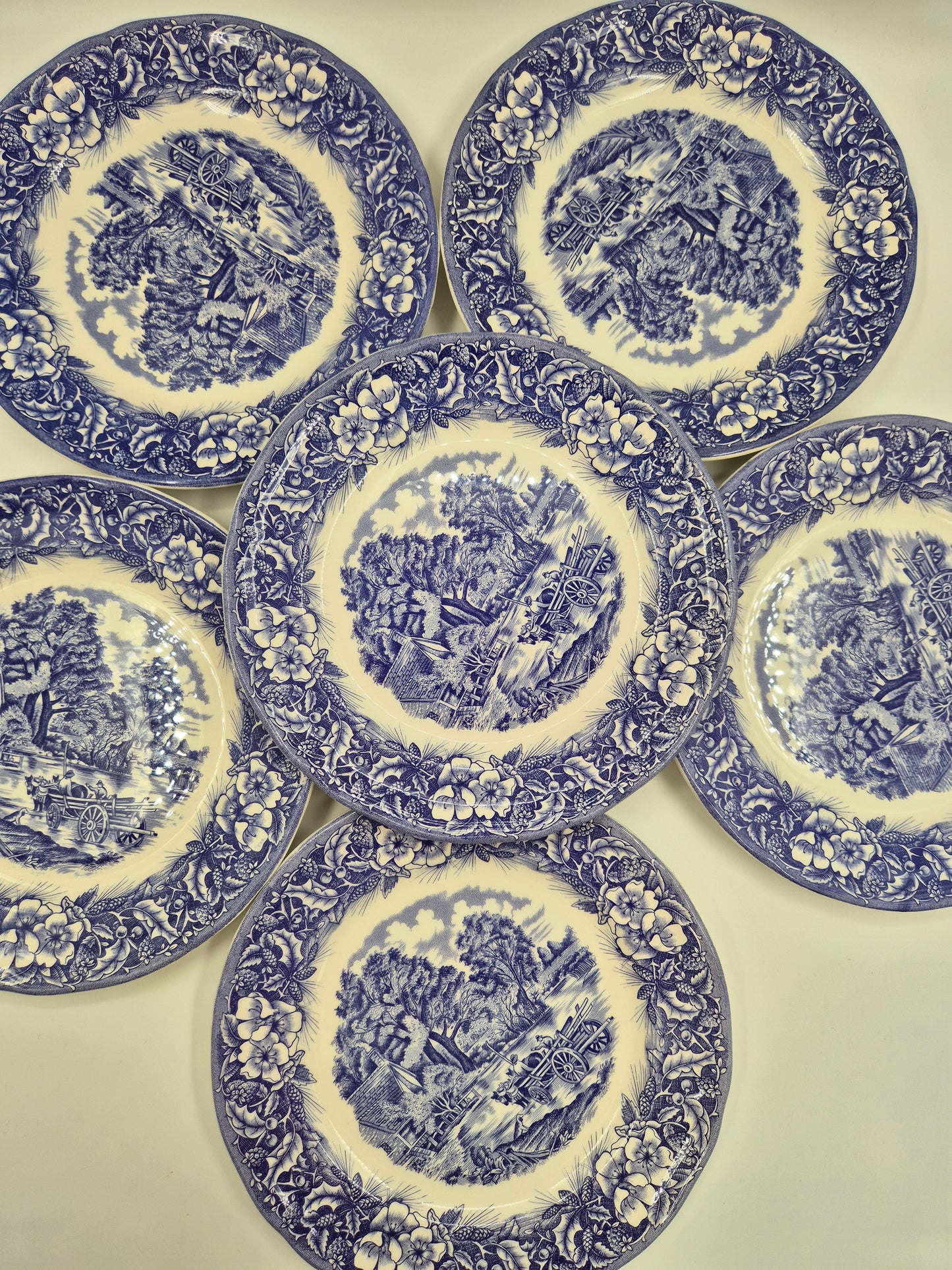 Set of 6 Ceramica Quadrifoglio Dinner Plates
