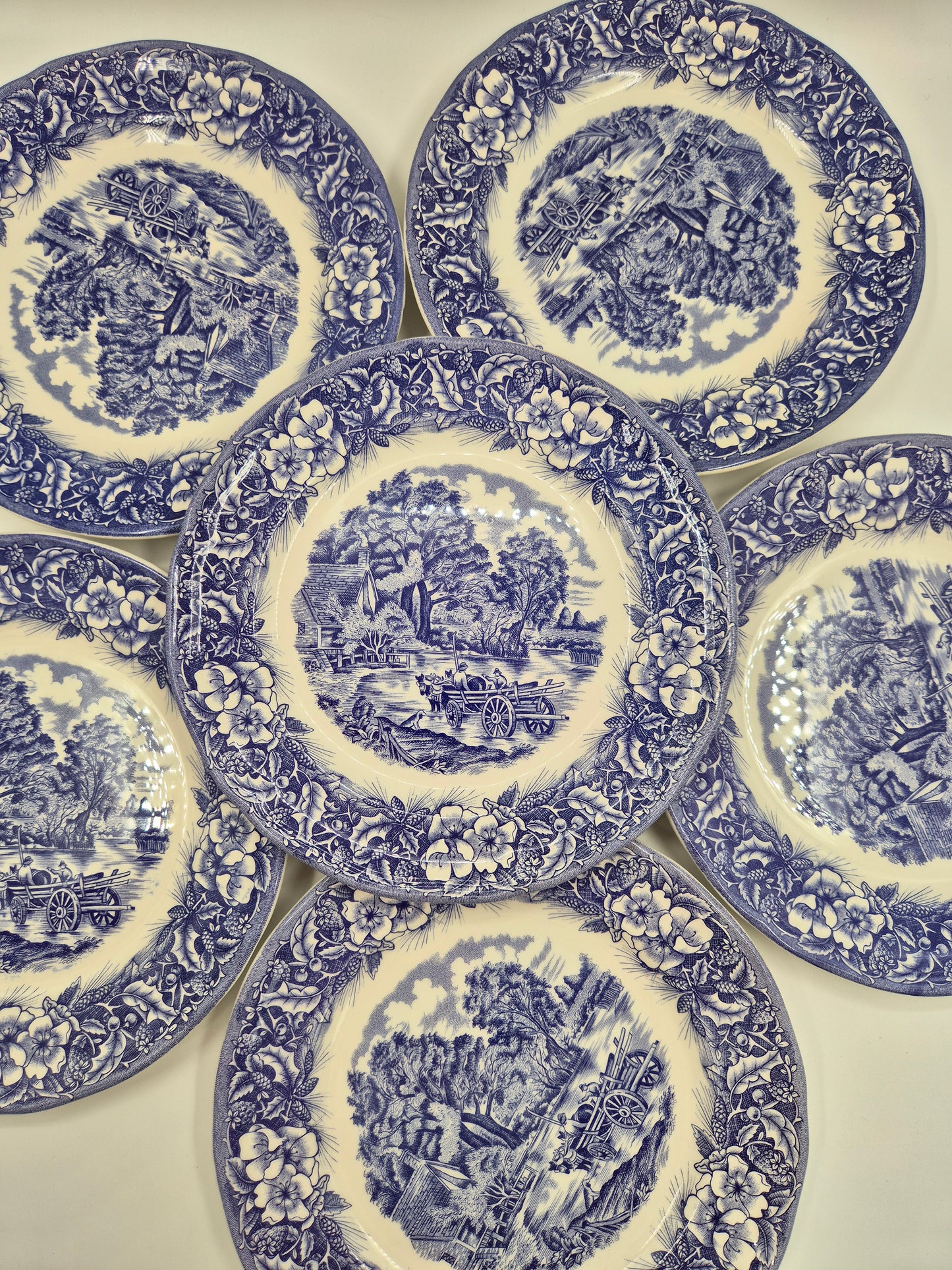 Set of 6 Ceramica Quadrifoglio Dinner Plates