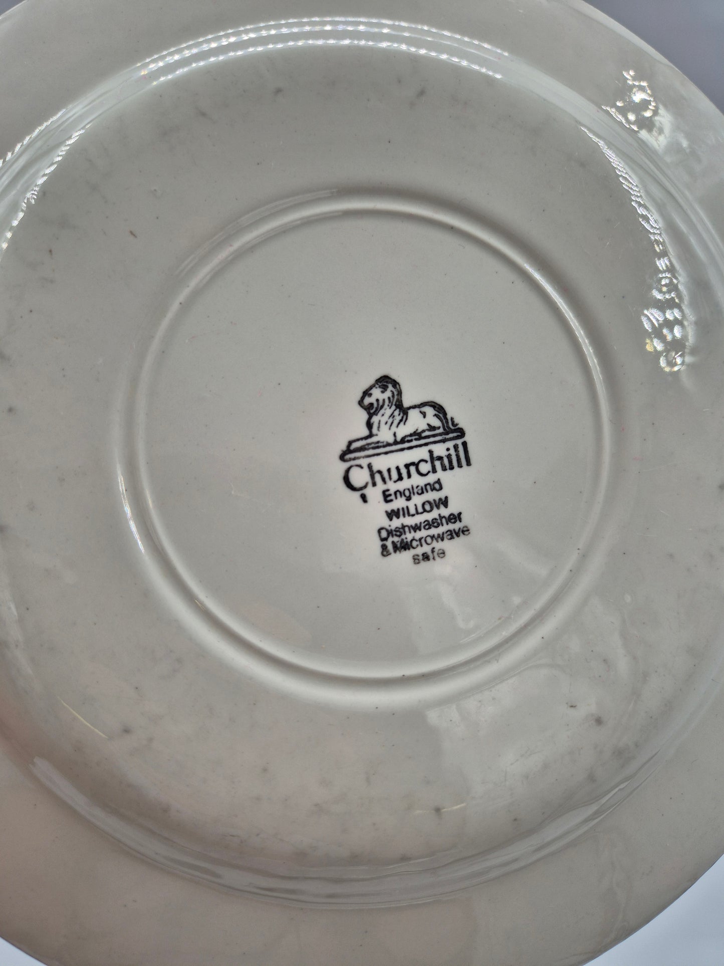 Vintage Blue Willow Dinner Plates by Churchill England, Set of 8