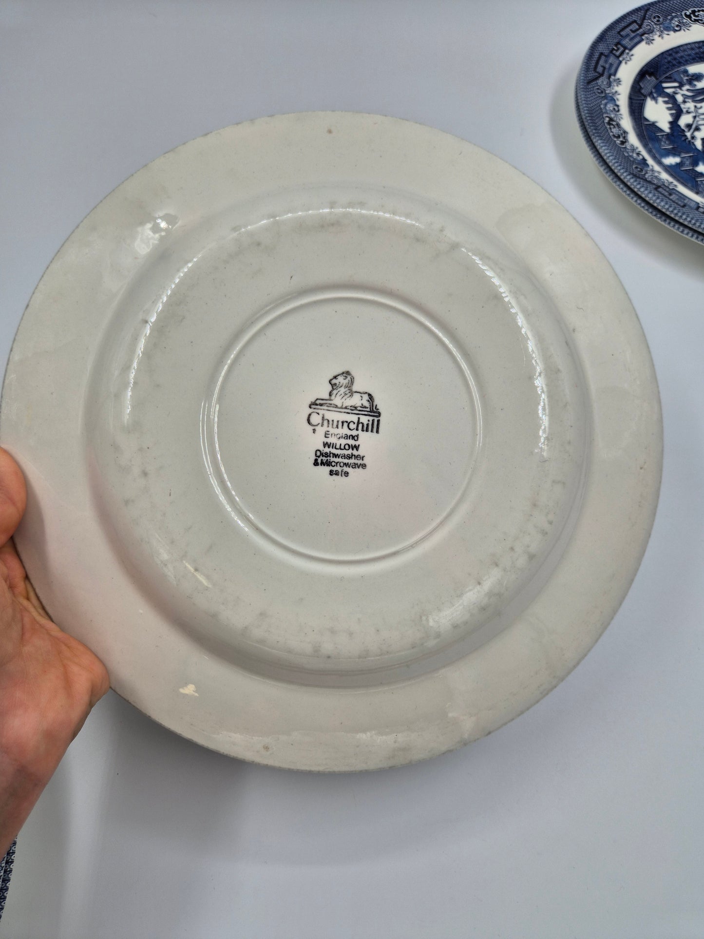 Vintage Blue Willow Dinner Plates by Churchill England, Set of 8