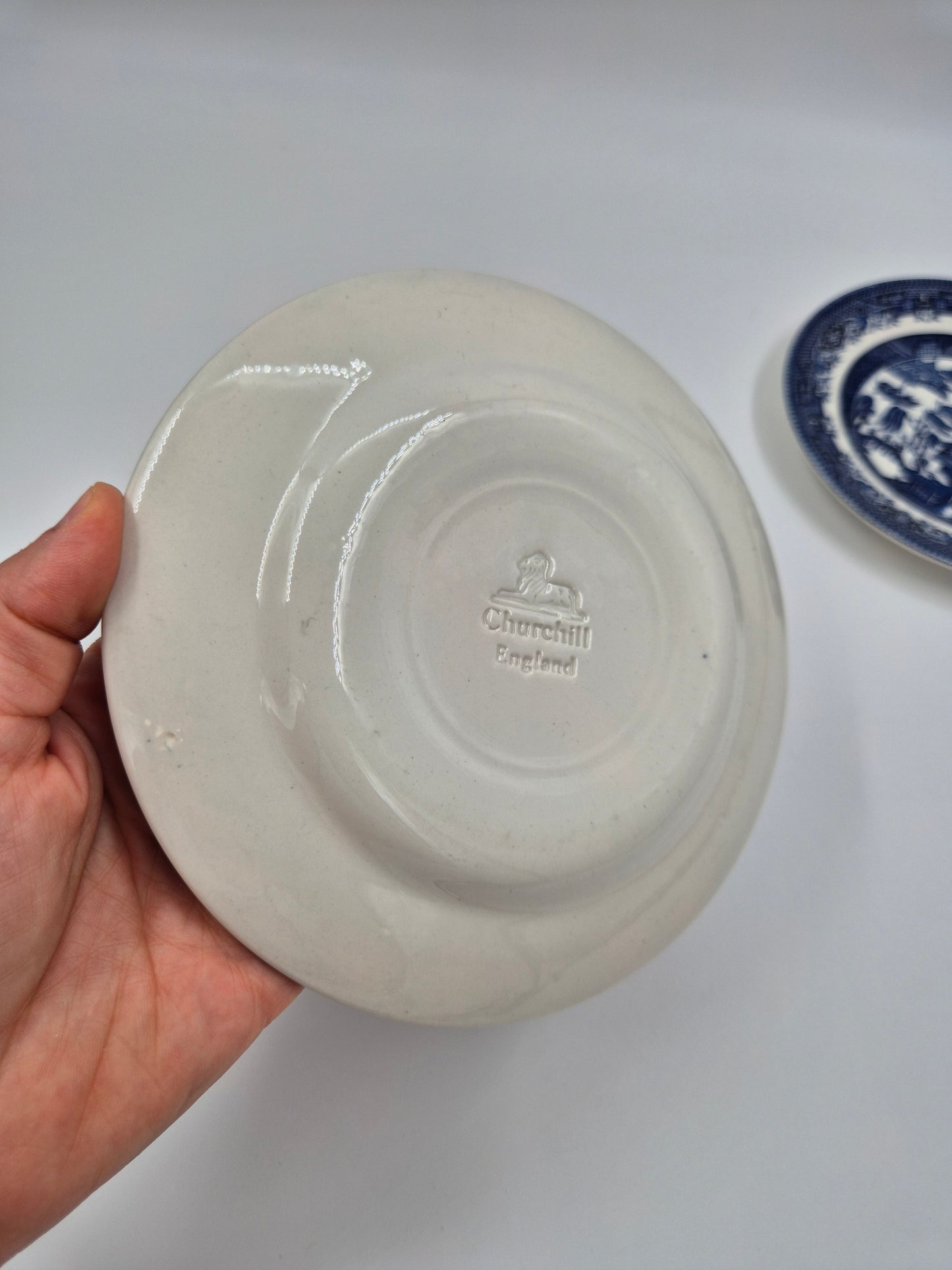Set of 8 Vintage Churchill England Blue Willow Dessert Plates 17 cm | Blue & White English Transferware