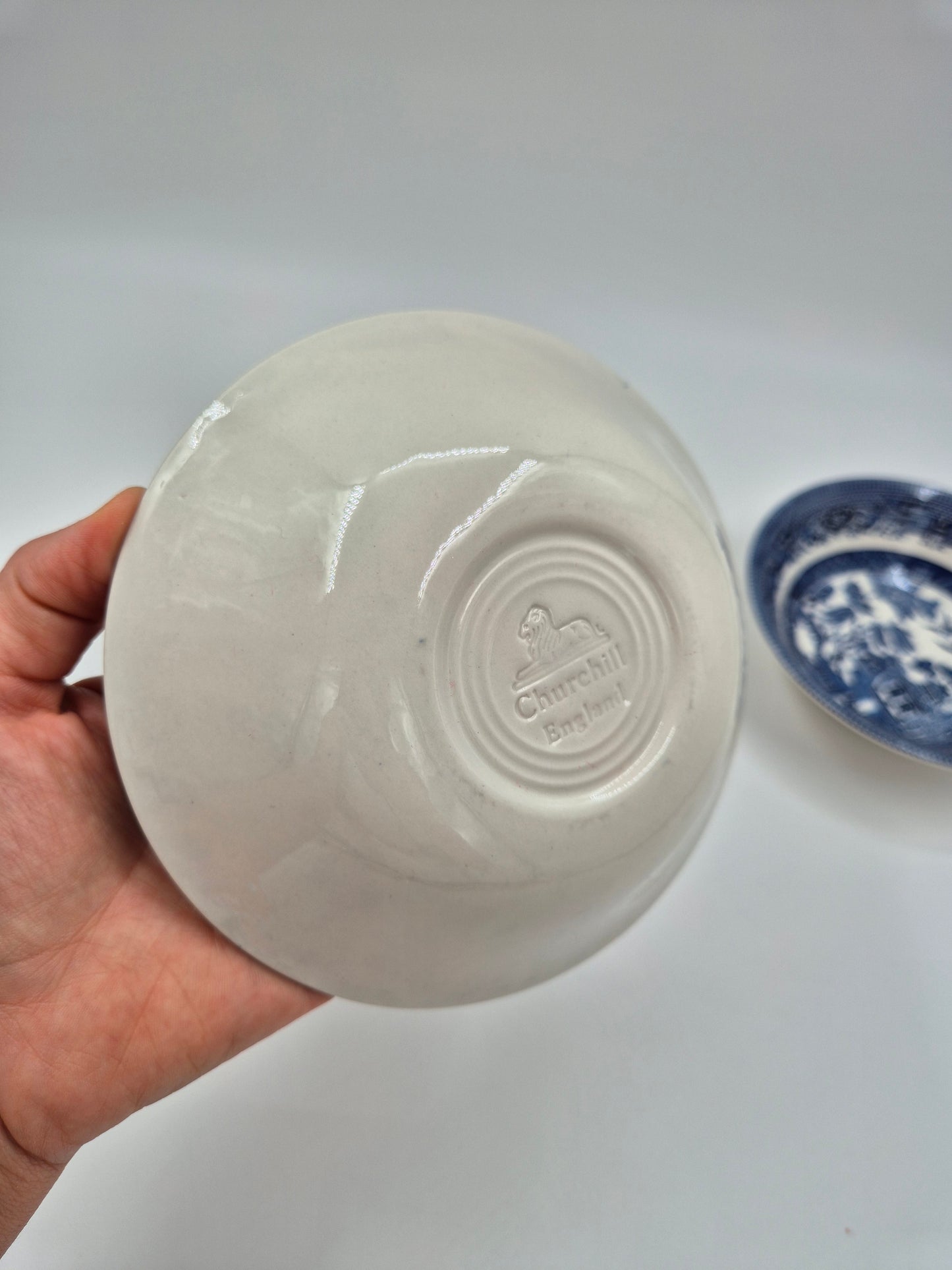 Set of 8 Vintage Churchill England Blue Willow Dessert Bowls | Blue & White English Transferware