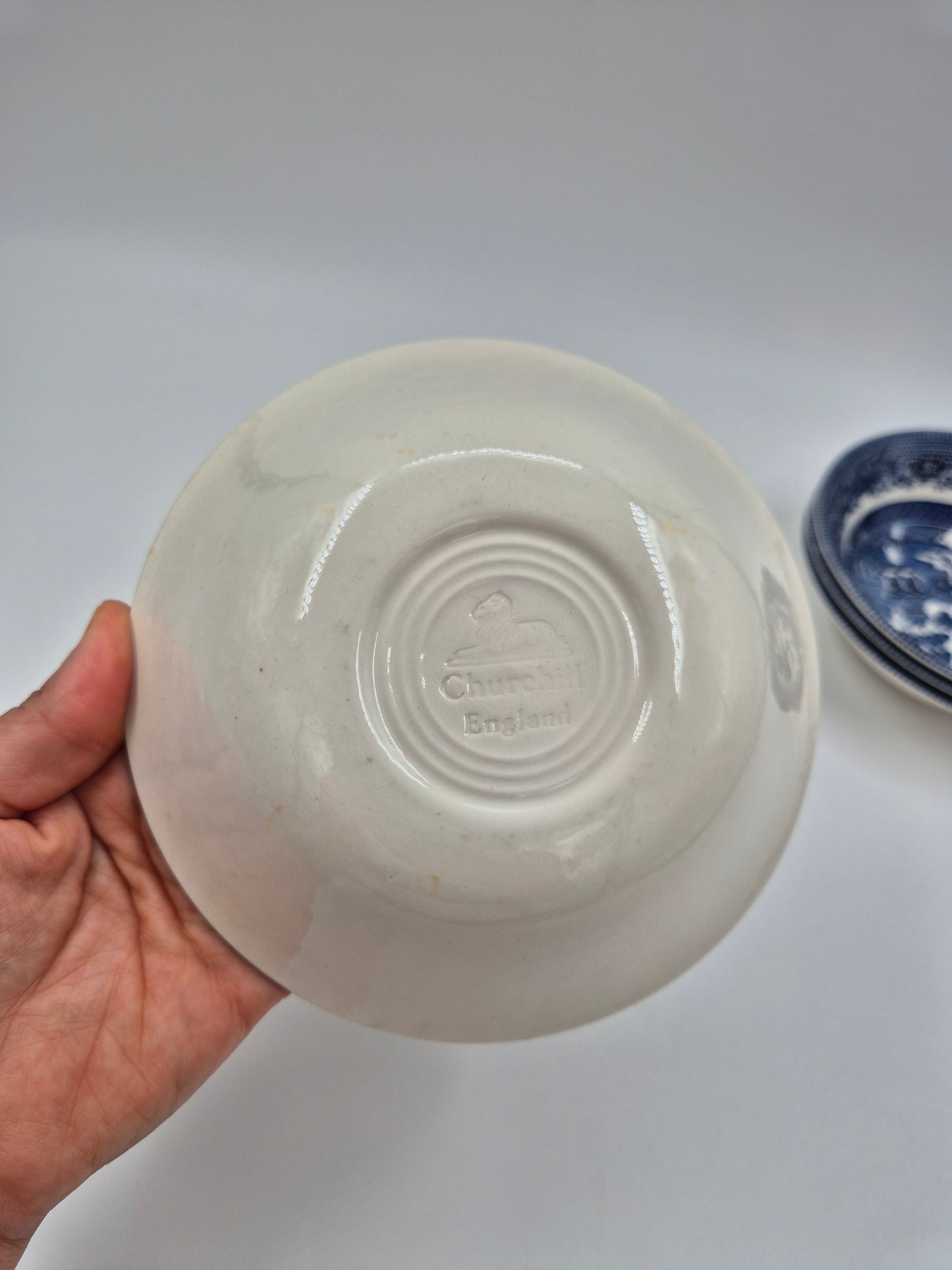 Set of 8 Vintage Churchill England Blue Willow Dessert Bowls | Blue & White English Transferware