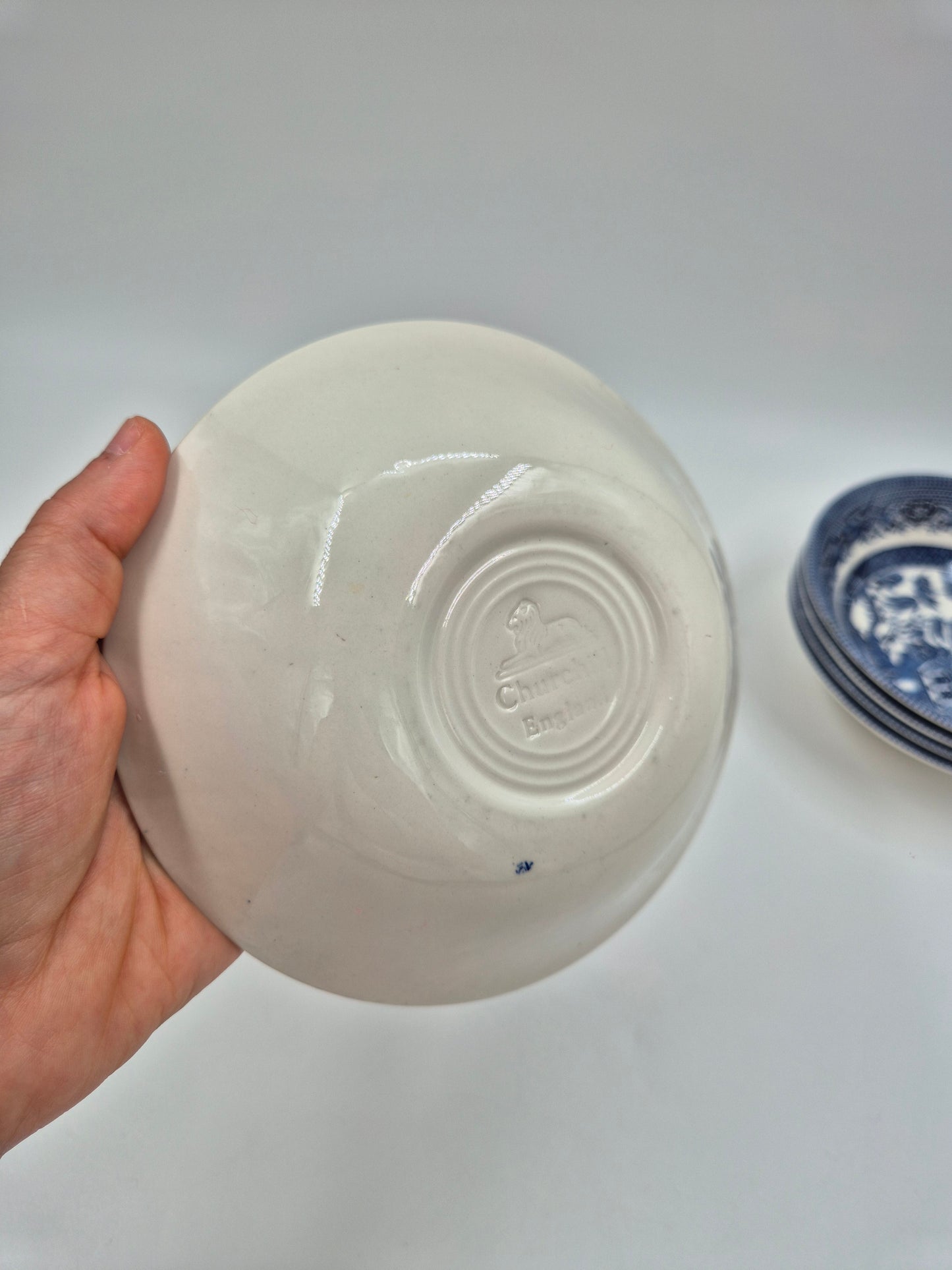 Set of 8 Vintage Churchill England Blue Willow Dessert Bowls | Blue & White English Transferware