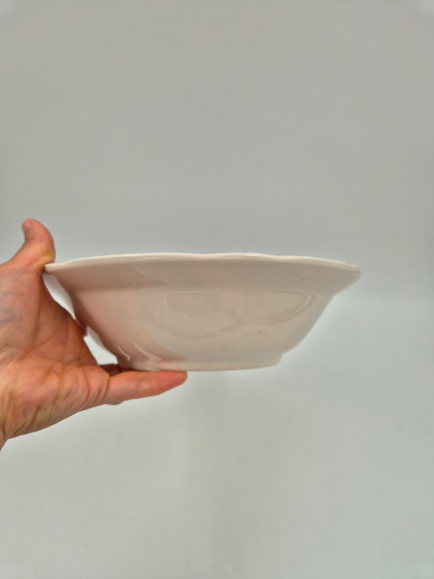 Vintage Italian Ironstone Serving Bowl 25 cm | Blue & White Floral Transferware Bowl