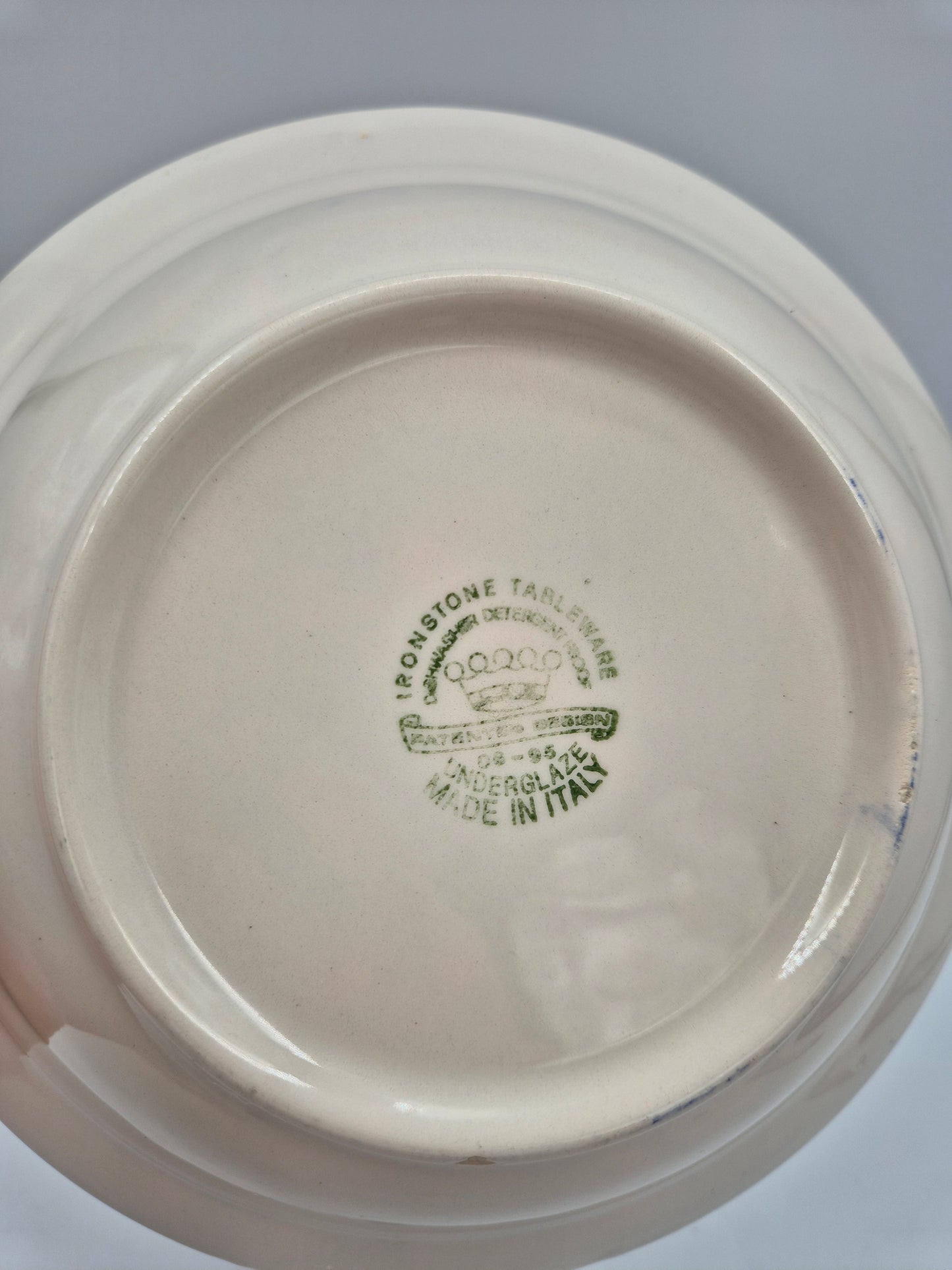 Vintage Italian Ironstone Serving Bowl 25 cm | Blue & White Floral Transferware Bowl