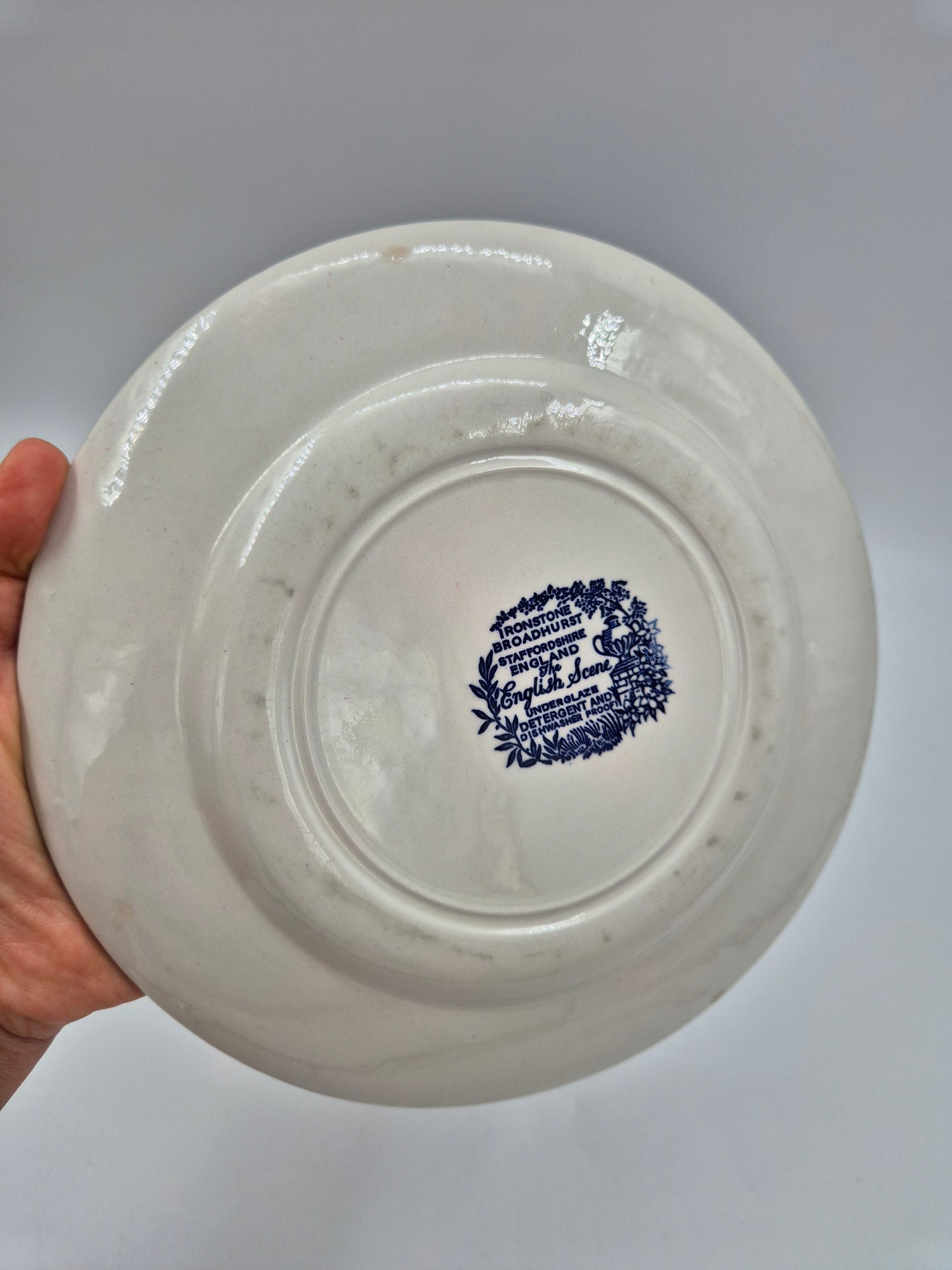 Set of 6 Vintage Broadhurst England Ironstone "English Scene" Plates 22.5 cm | Blue & White Transferware