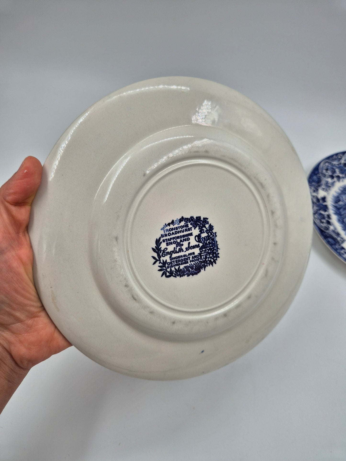 Set of 6 Vintage Broadhurst England Ironstone "English Scene" Plates 22.5 cm | Blue & White Transferware