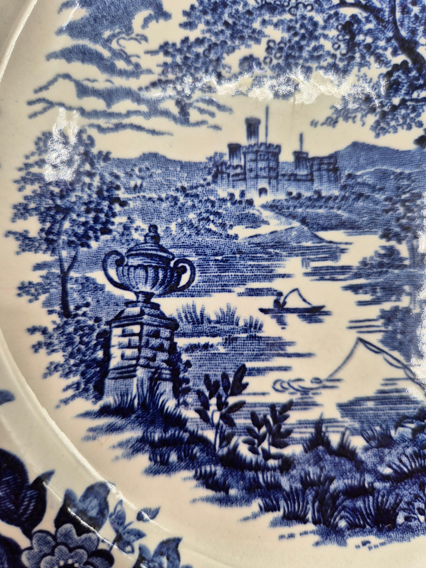 Set of 6 Vintage Broadhurst England Ironstone "English Scene" Plates 22.5 cm | Blue & White Transferware