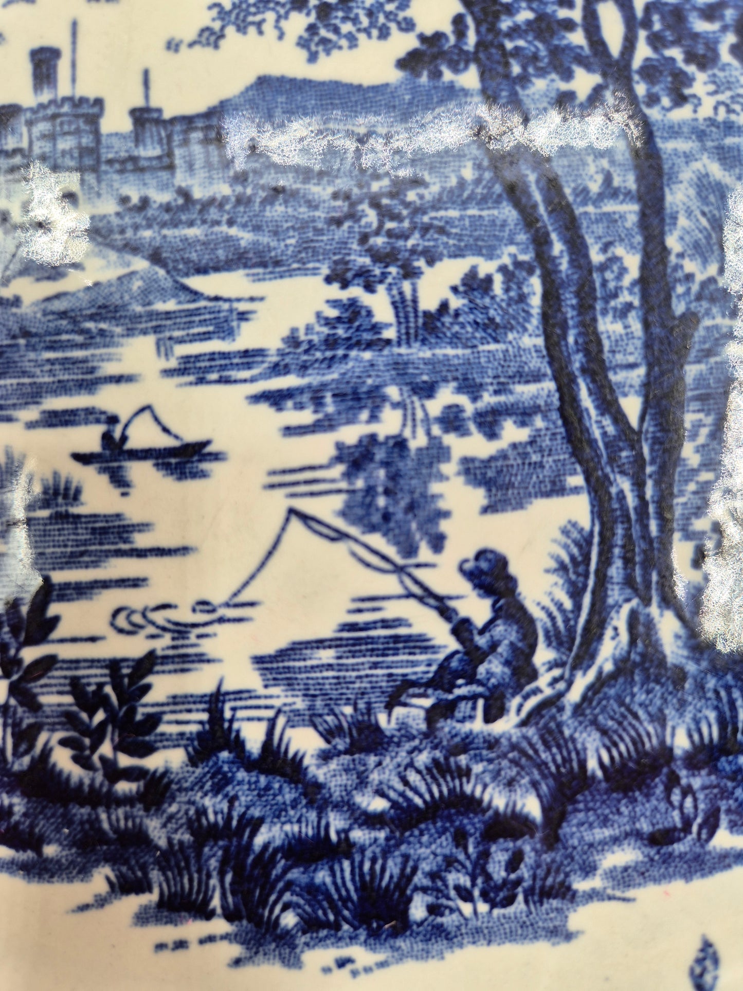 Set of 6 Vintage Broadhurst England Ironstone "English Scene" Plates 22.5 cm | Blue & White Transferware