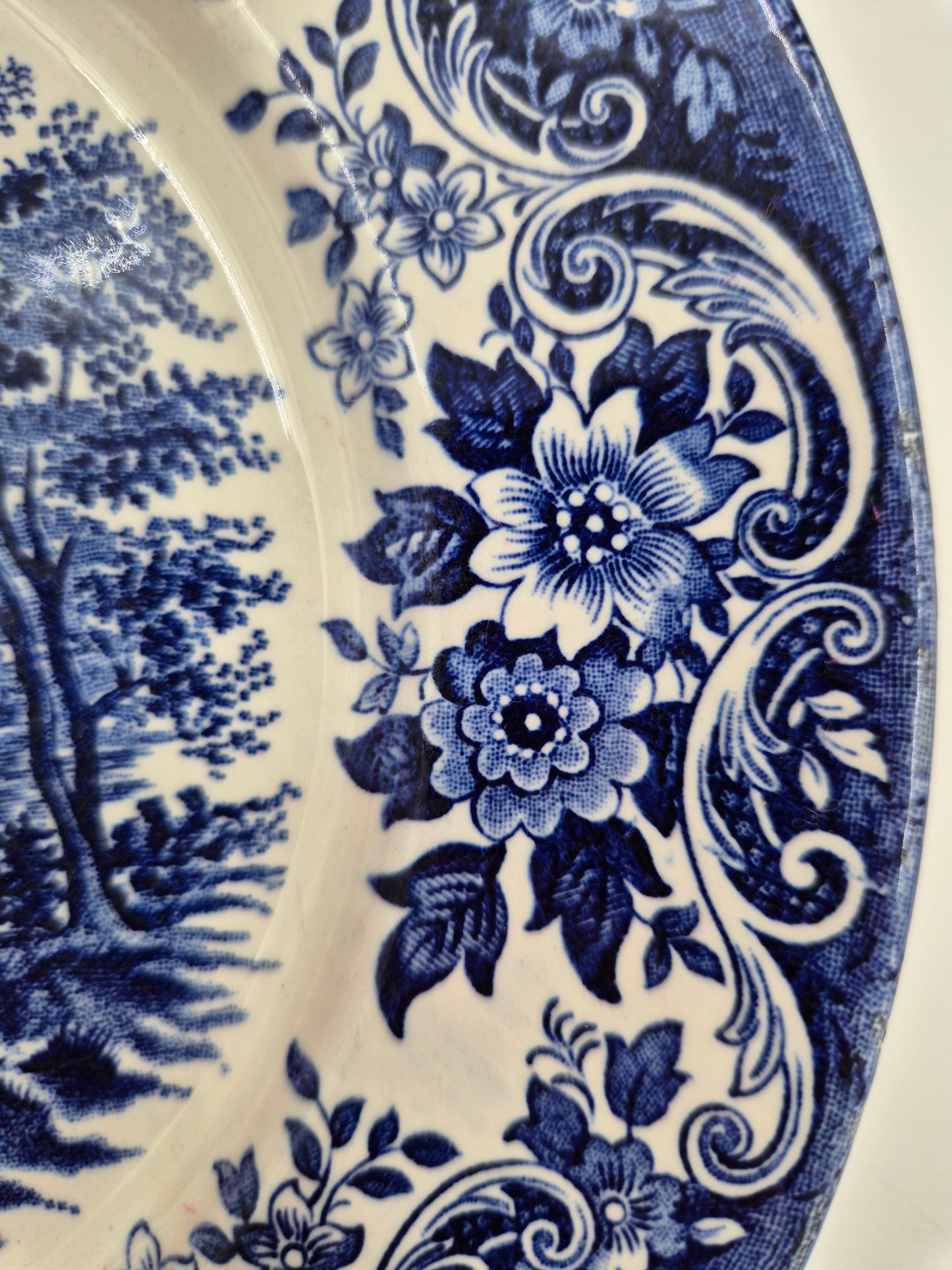 Set of 6 Vintage Broadhurst England Ironstone "English Scene" Plates 22.5 cm | Blue & White Transferware