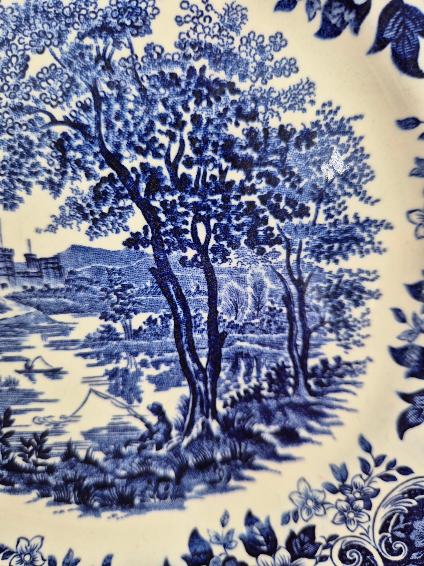 Set of 6 Vintage Broadhurst England Ironstone "English Scene" Plates 22.5 cm | Blue & White Transferware