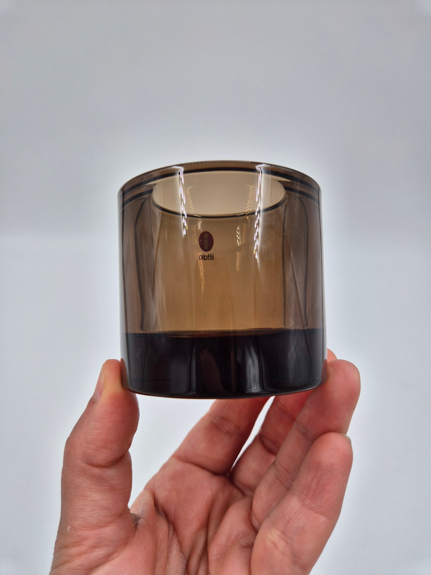 Vintage Iittala Kivi Candle Holder Sand (Hiekka) | Finnish Design by Heikki Orvola | Scandinavian Glass Tealight Holder