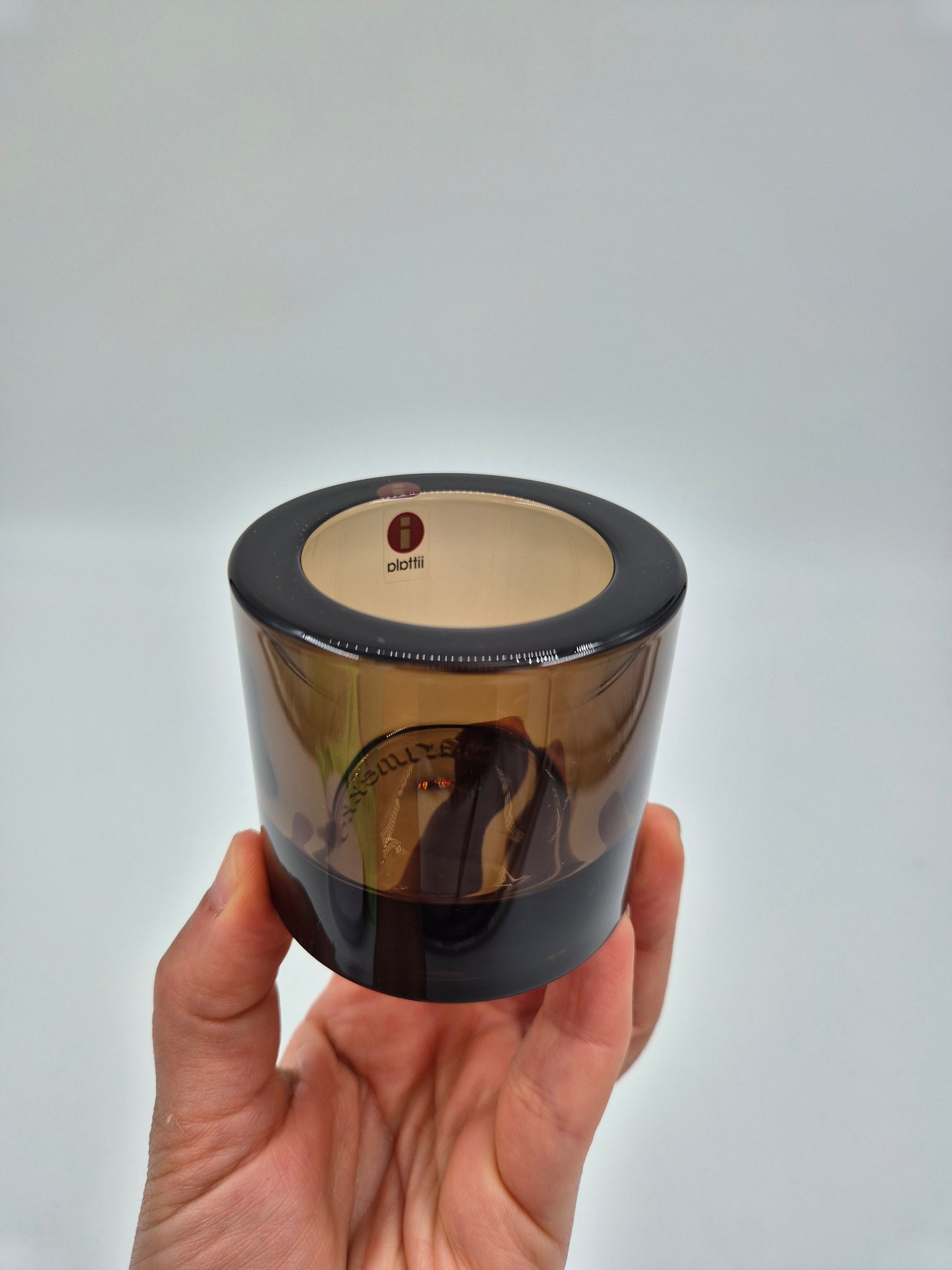 Vintage Iittala Kivi Candle Holder Sand (Hiekka) | Finnish Design by Heikki Orvola | Scandinavian Glass Tealight Holder