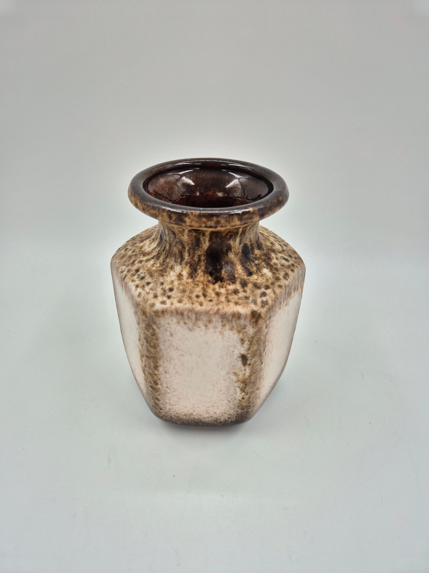 Scheurich Keramik 297-16 Vase – Vintage West German Pottery Vase in Brown & Cream Glaze | Mid Century Modern