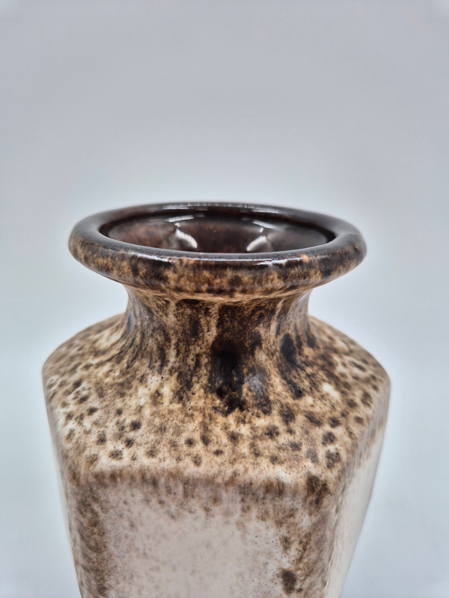Scheurich Keramik 297-16 Vase – Vintage West German Pottery Vase in Brown & Cream Glaze | Mid Century Modern