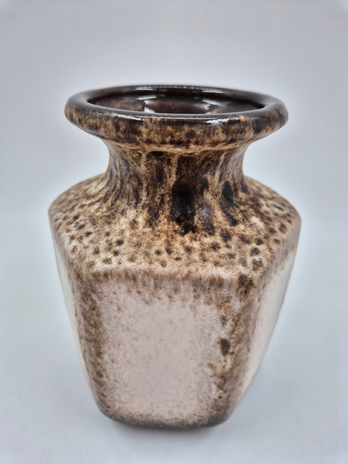 Scheurich Keramik 297-16 Vase – Vintage West German Pottery Vase in Brown & Cream Glaze | Mid Century Modern