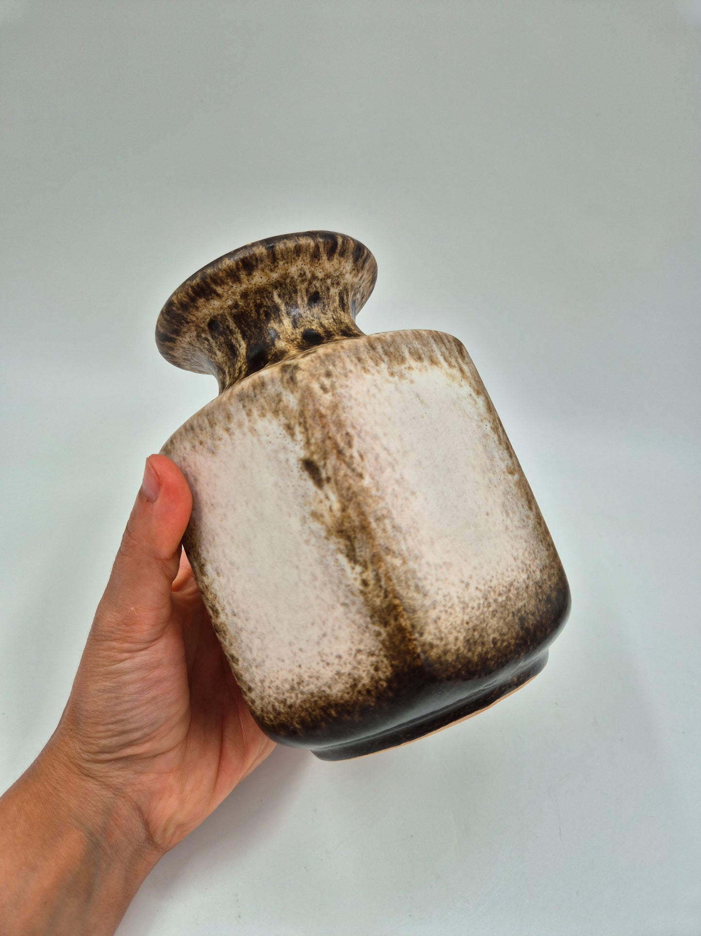 Scheurich Keramik 297-16 Vase – Vintage West German Pottery Vase in Brown & Cream Glaze | Mid Century Modern