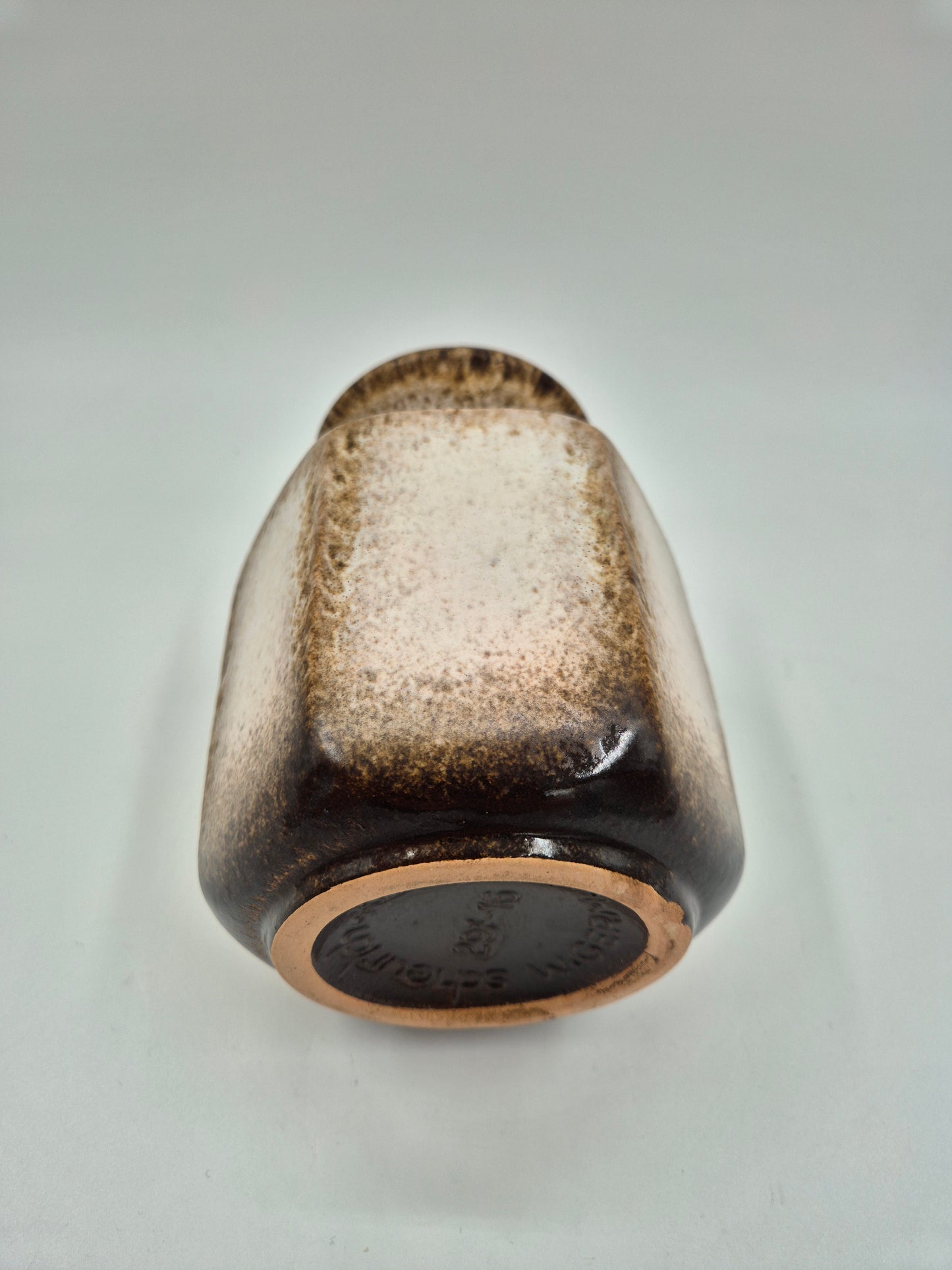Scheurich Keramik 297-16 Vase – Vintage West German Pottery Vase in Brown & Cream Glaze | Mid Century Modern