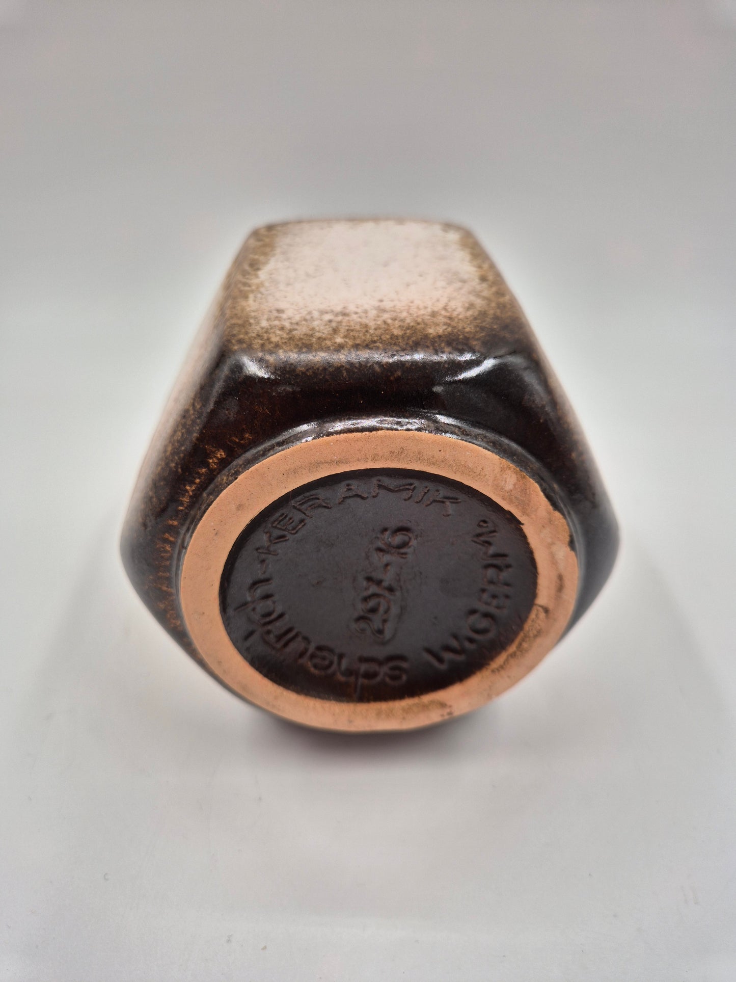 Scheurich Keramik 297-16 Vase – Vintage West German Pottery Vase in Brown & Cream Glaze | Mid Century Modern